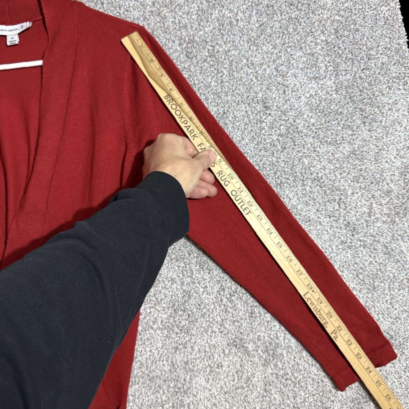 Vintage Susan Graver Cardigan Sweater Womens Medium Office Open Front Lagenlook Coastal Red Lightweight Knit Pocket Pockets Size M / US 6-8 / IT 42-44 - 7 Thumbnail