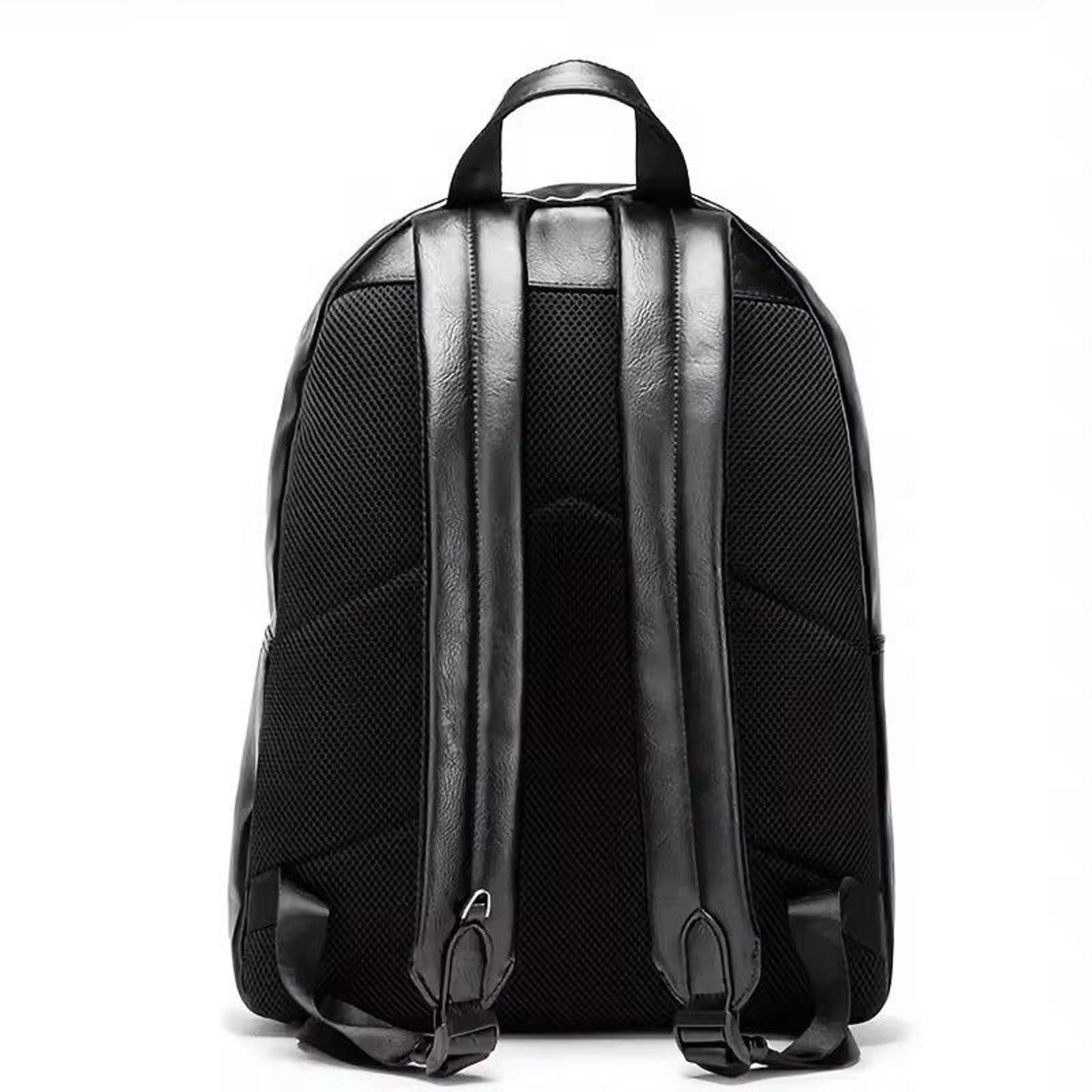 Leather Black Leather Backpack with Stripe Design Size ONE SIZE - 5 Thumbnail
