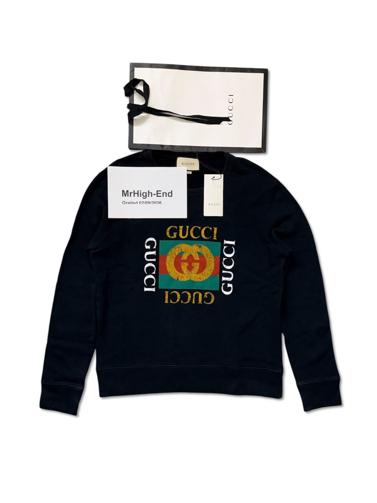 Gucci Gucci S Logo Black Cotton Long Sleeves Sweatshirt Crewneck Size US S / EU 44-46 / 1 - 1 Thumbnail