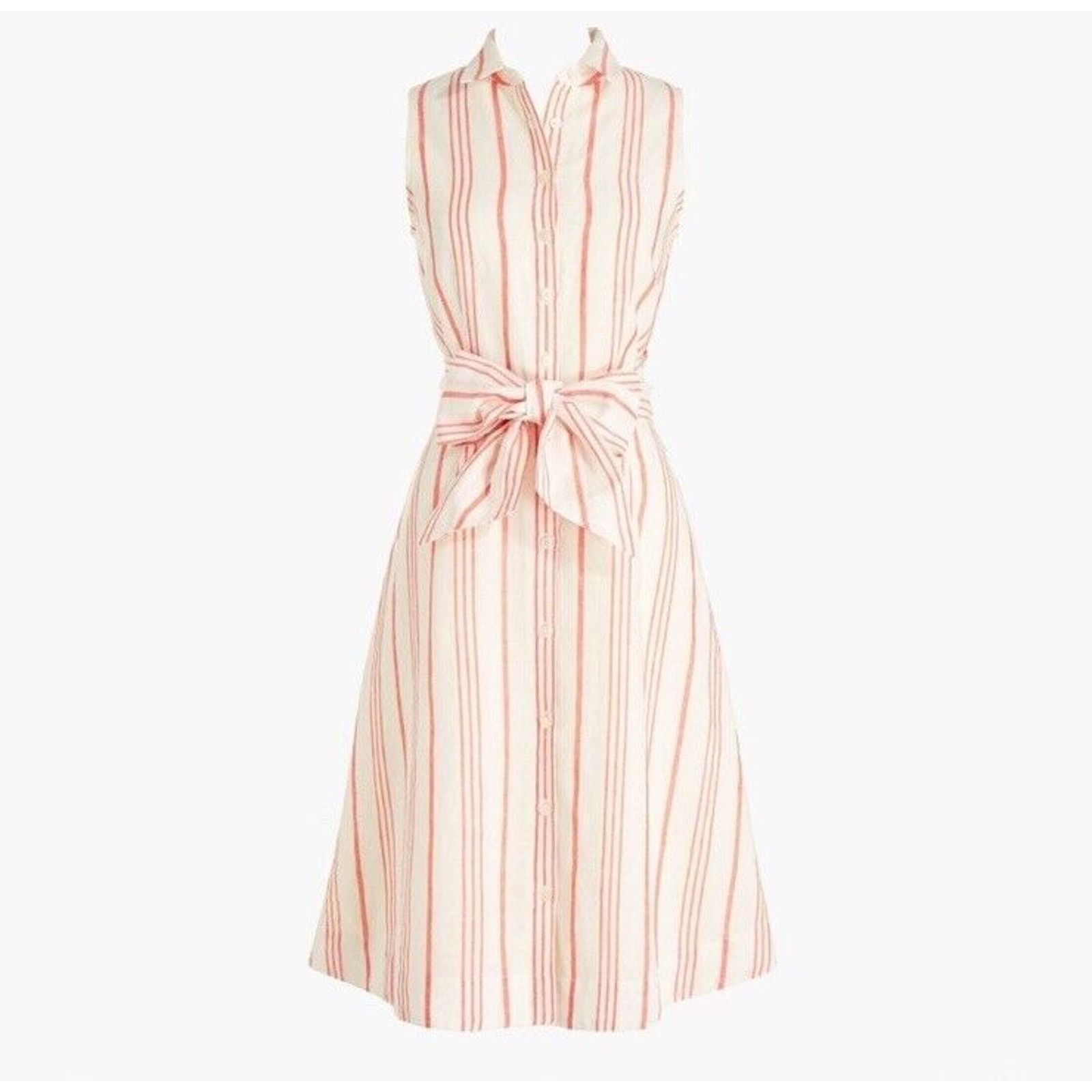 J.Crew J. Crew Linen Candy Stripe Sleeveless Shirt Dress Size S / US 4 / IT 40 - 3 Thumbnail