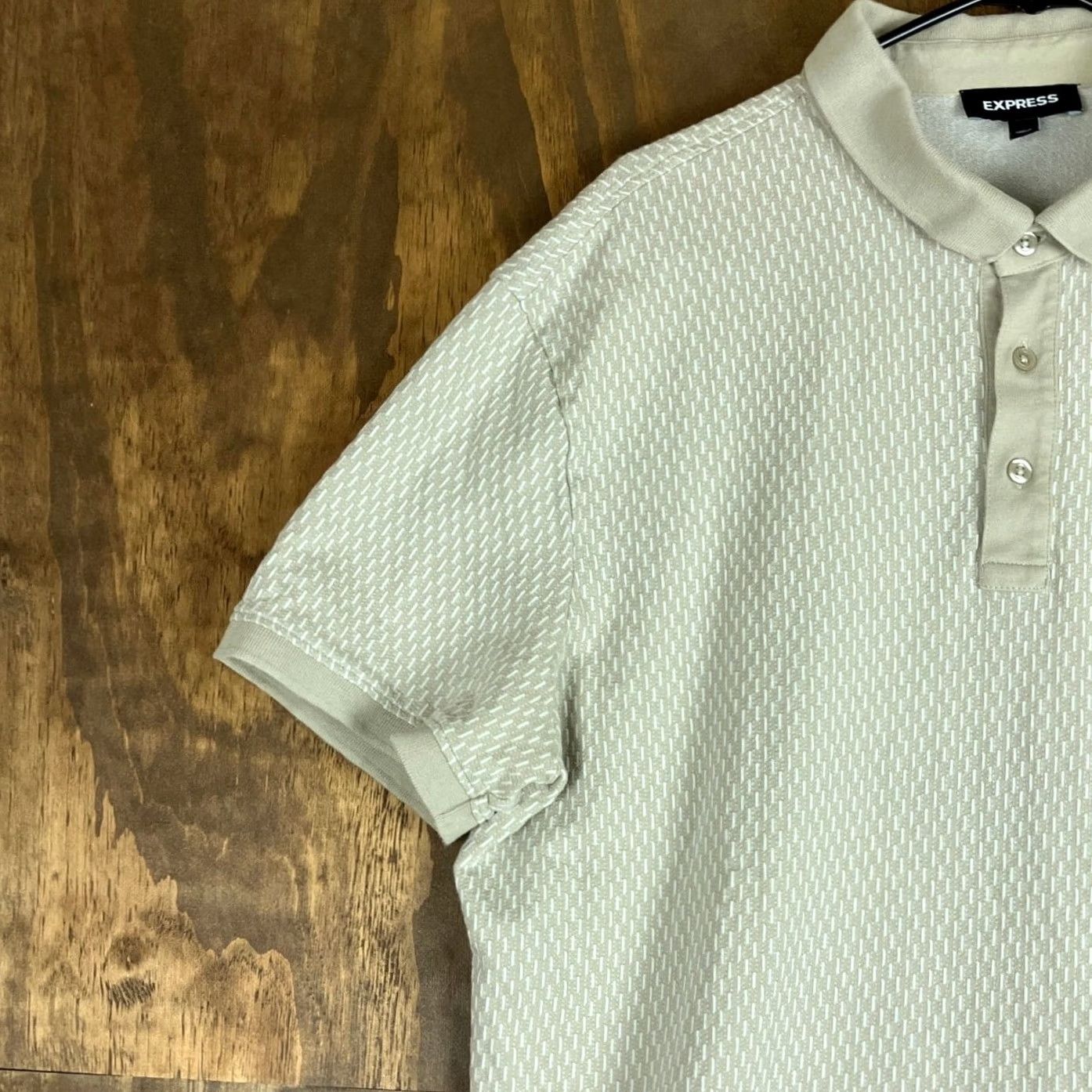 Express Express Men Polo Tan White 1/4 Button Short Sleeve 100% Cotton XL Shirt Size US XL / EU 56 / 4 - 4 Thumbnail