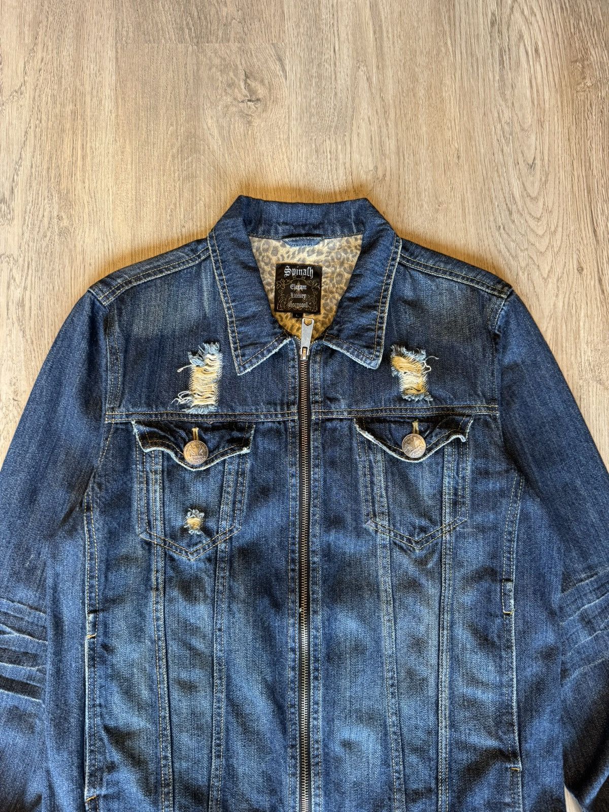 Japanese Brand DISTRESSED DENIM JACKET BY SPINALH LIKE LGB STYLE Size US L / EU 52-54 / 3 - 2 Thumbnail