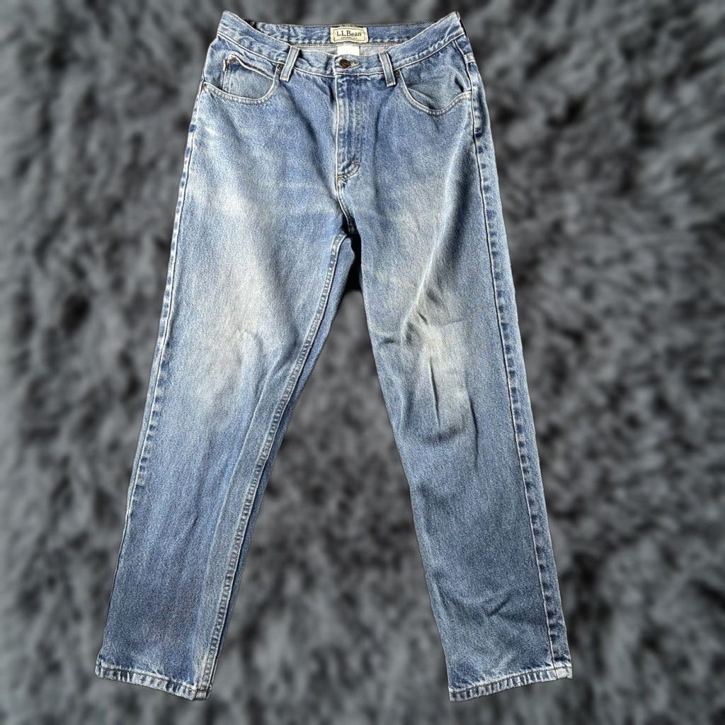 Vintage L.L. Bean Jeans Mens Natural Fit 31x29 Denim Blue Straight Pockets Belt Loops Zip Front Casual Workwear Vintage: No Mens Size US 32 / EU 48 - 1 Thumbnail
