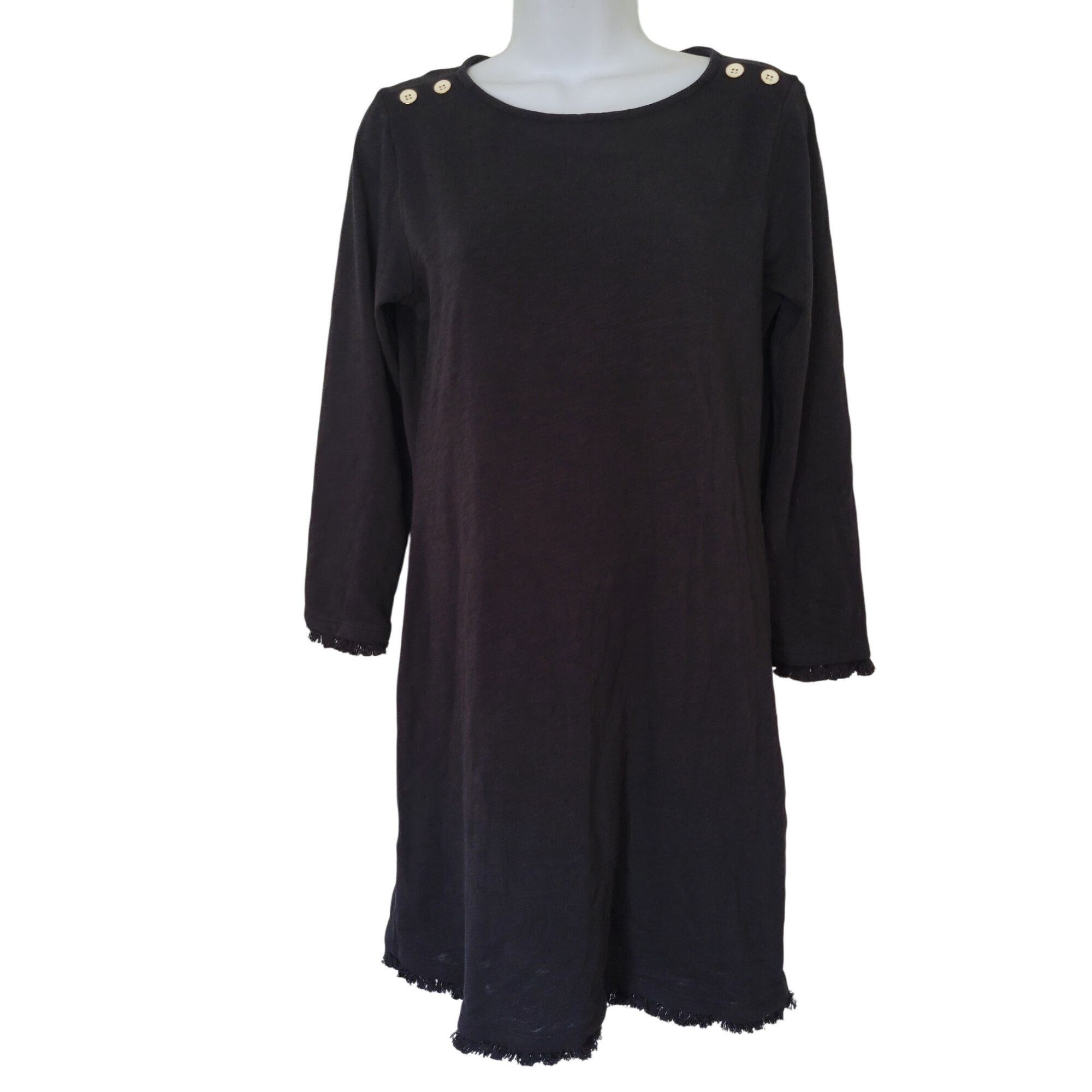 Vintage Spartina 449 Black MILA Fringe Dress Boat Neck Size S / US 4 / IT 40 - 1 Thumbnail