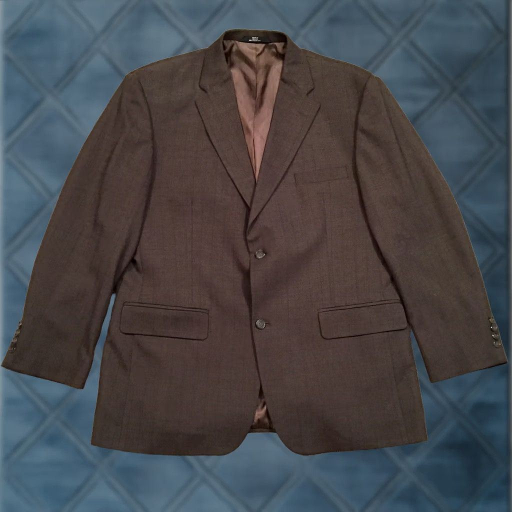 Haggar Haggar Blazer Mens 44 Brown Plaid Two-Button Polyester Wool Blend Jacket Coat Regular Size 44 Mens Notch Lapel Vintage? No Size 44R - 1 Thumbnail