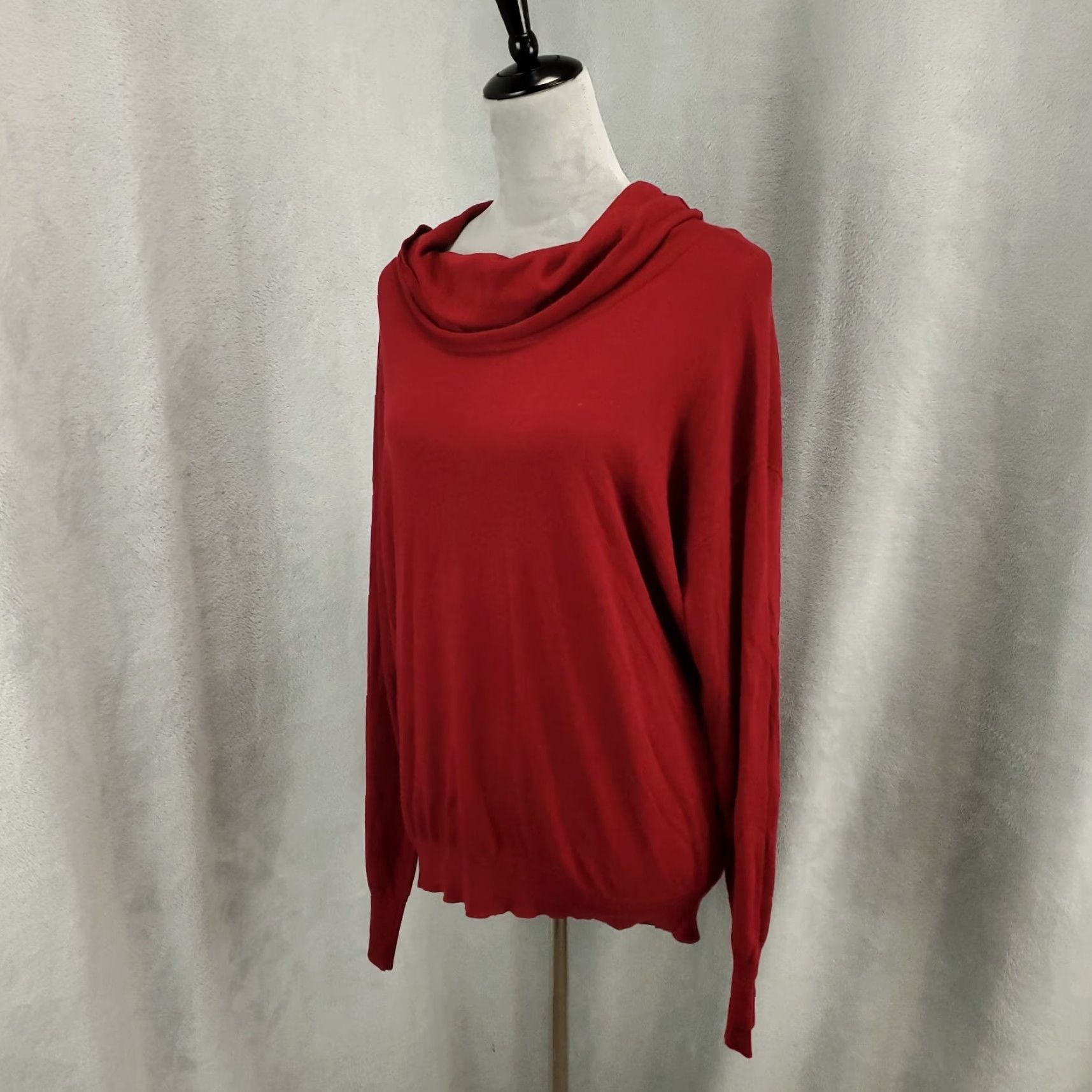 Vintage New Womens Sweater Size Large Wine Cowl Neck Cashmere Blend NWT READ Size L / US 10 / IT 46 - 2 Thumbnail