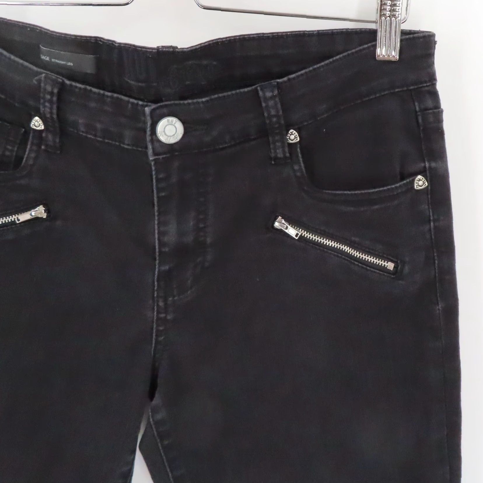 Vintage Kut from the Kloth Women Jeans 10 Sage Straight Leg Zipper Pocket Black Denim Slacks Size 32" / US 10 / IT 46 - 3 Thumbnail