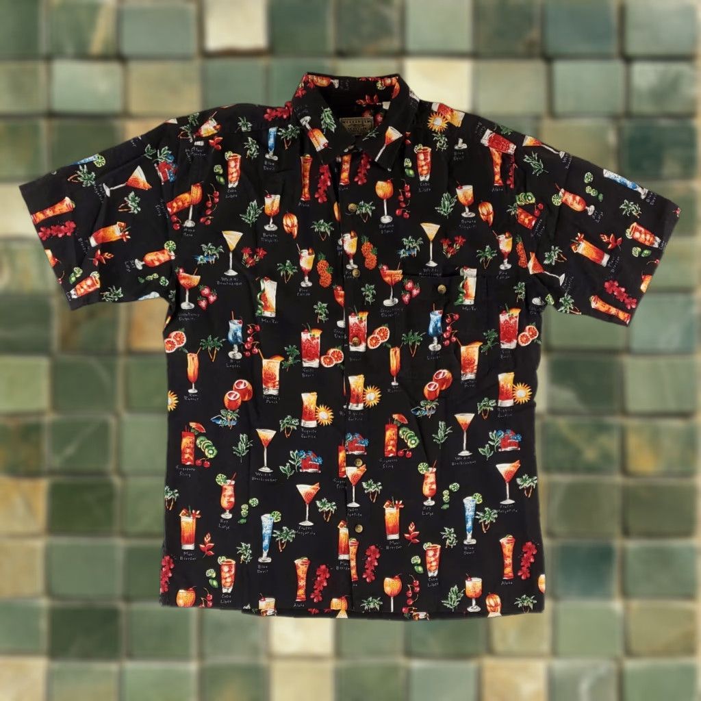 Vintage Weekender Shirt Cocktails Short Sleeve Hawaiian Button Up Black Mens L Mens L Size US L / EU 52-54 / 3 - 1 Thumbnail