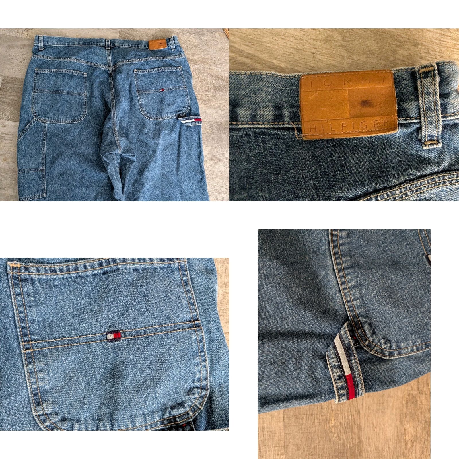 Tommy Hilfiger VINTAGE Tommy Hilfiger Womens Cropped Denim Carpenter Jeans Size 22 Flag Loop Size 40" / US 18 - 10 Thumbnail