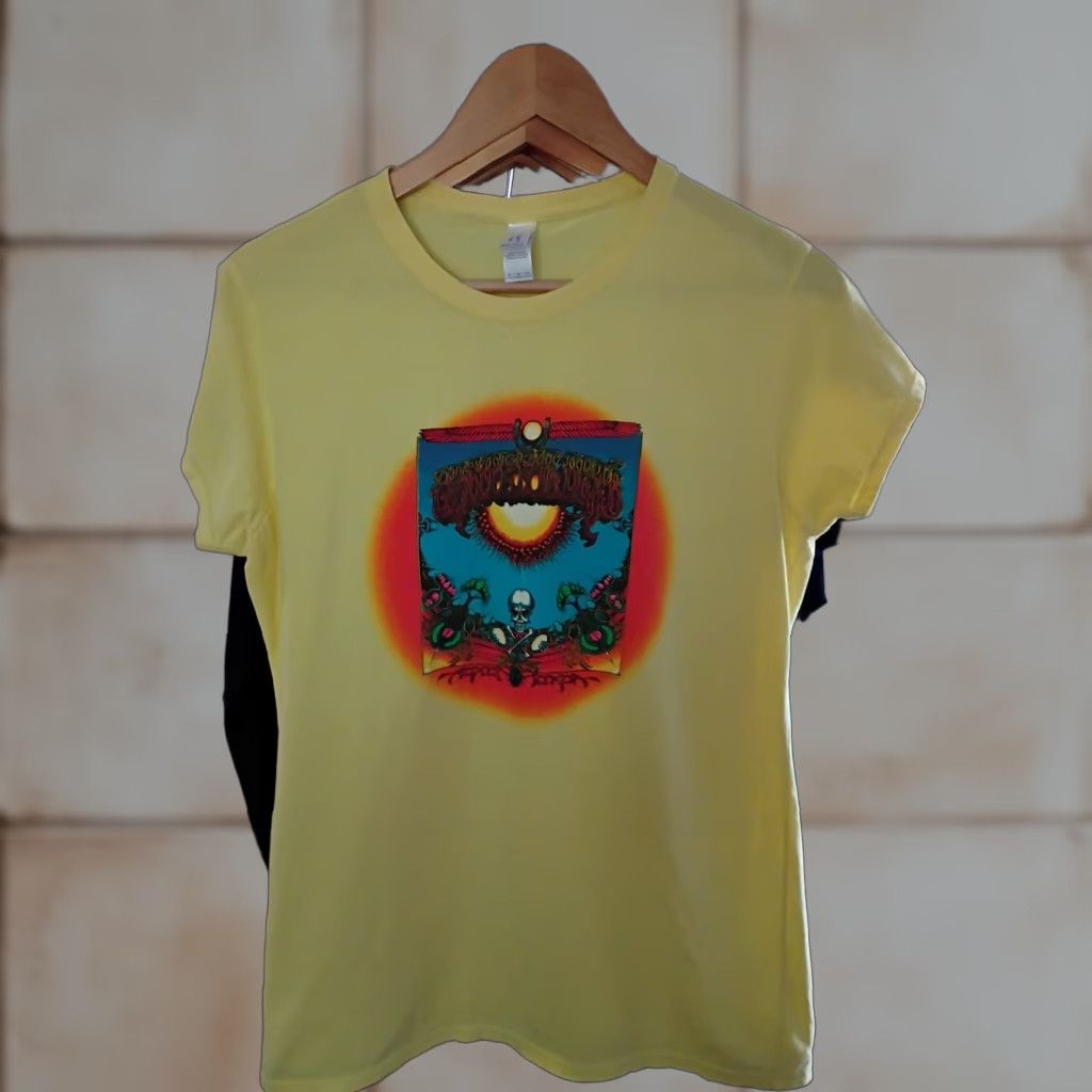 Gildan Ladies Grateful Dead T-Shirt Ringspun XL Yellow 100% Cotton Rock Psychedelic Womens XL Size XL / US 12-14 / IT 48-50 - 1 Thumbnail