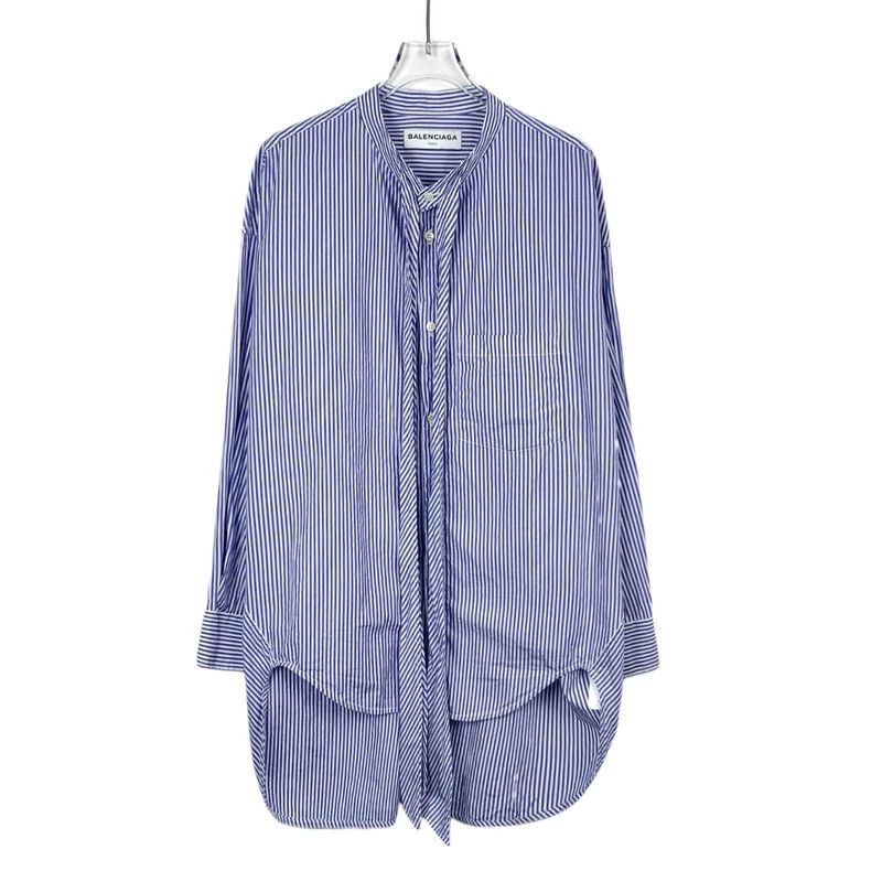 Balenciaga size 36 Blue striped logo monogrammed cotton la