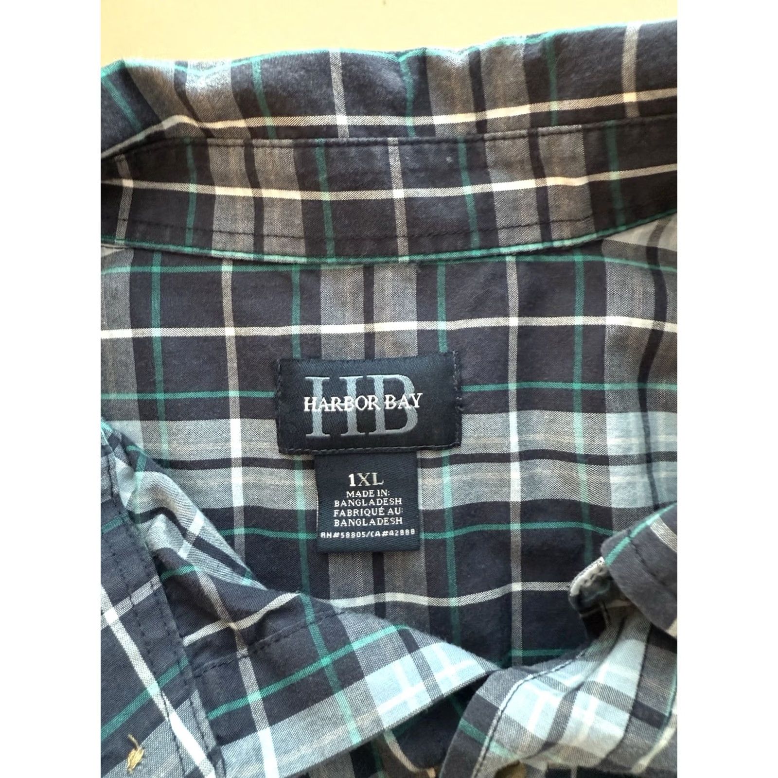 Vintage Harbor Bay Shirt Mens 1XL Blue Plaid Short Sleeve Button Down Classic Casual Size US XL / EU 56 / 4 - 3 Thumbnail