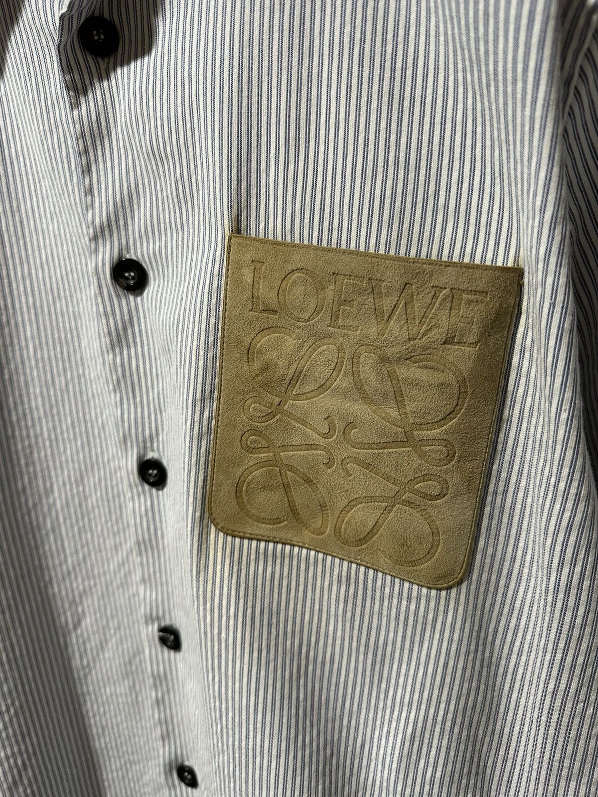 Loewe Loewe Oxford Striped Button Shirt Jacket Leather Patch Logo Size US L / EU 52-54 / 3 - 13 Thumbnail