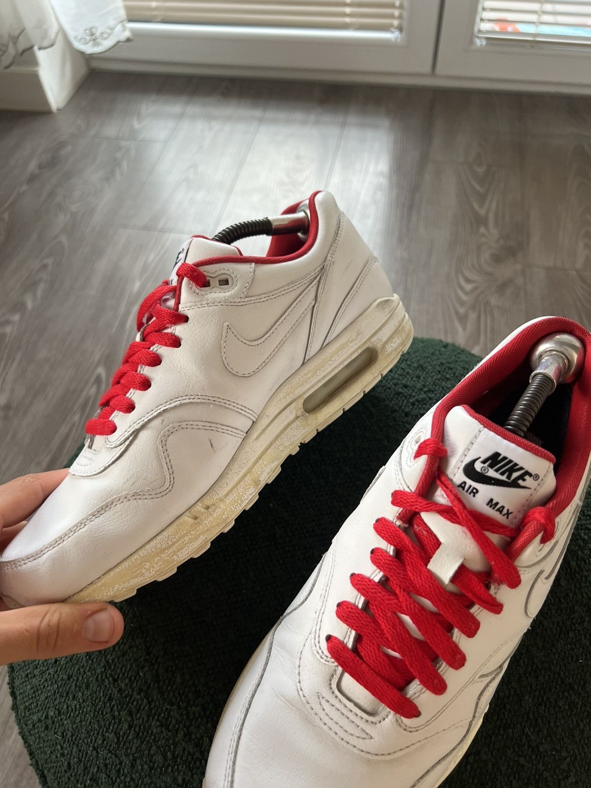 Nike ‼️Rare Nike ID Air Max 1 White/Red “Giga Nord” Sneakers‼️ Size US 9.5 / EU 42-43 - 9 Thumbnail