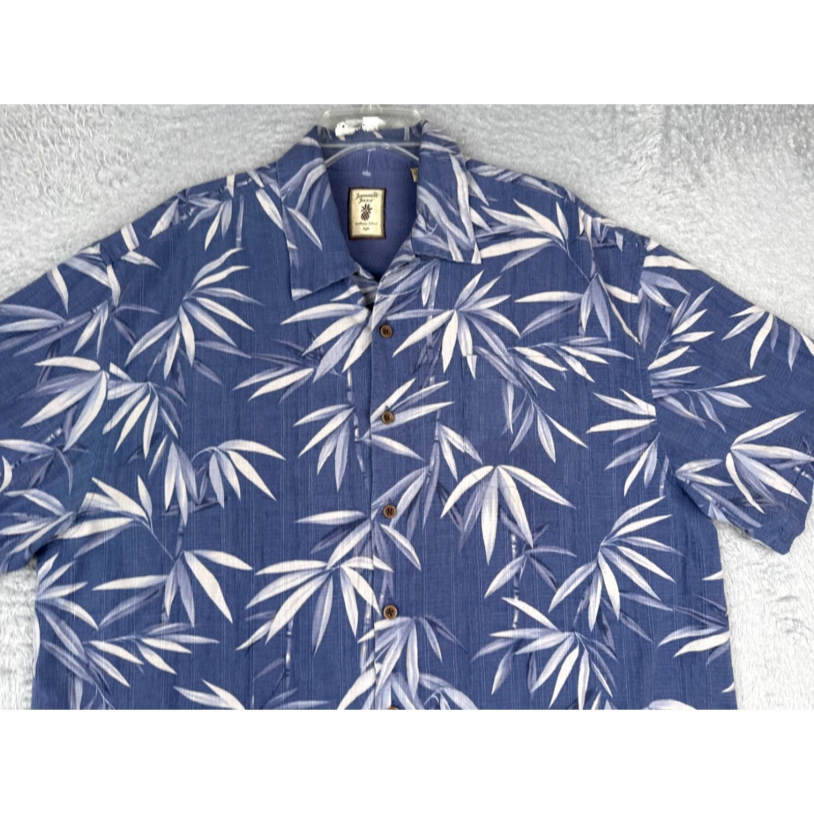 Vintage Jamaica Jaxx Shirt Men 2XL Blue Floral Leaf Hawaiian 100% Silk Button Up Size US XXL / EU 58 / 5 - 4 Thumbnail
