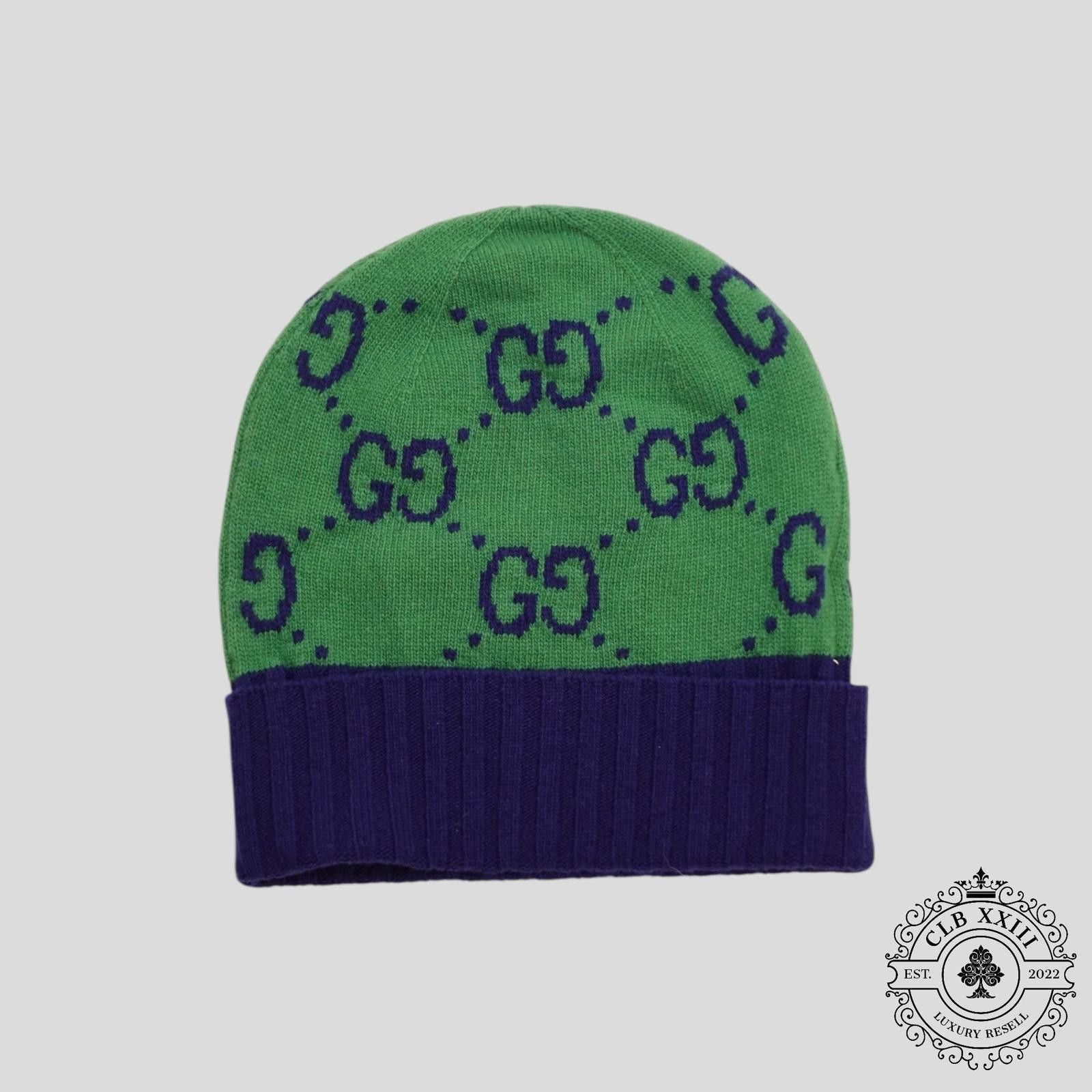 Gucci Gucci GG Knit Wool Beanie in Green/Blue Size ONE SIZE - 1 Thumbnail