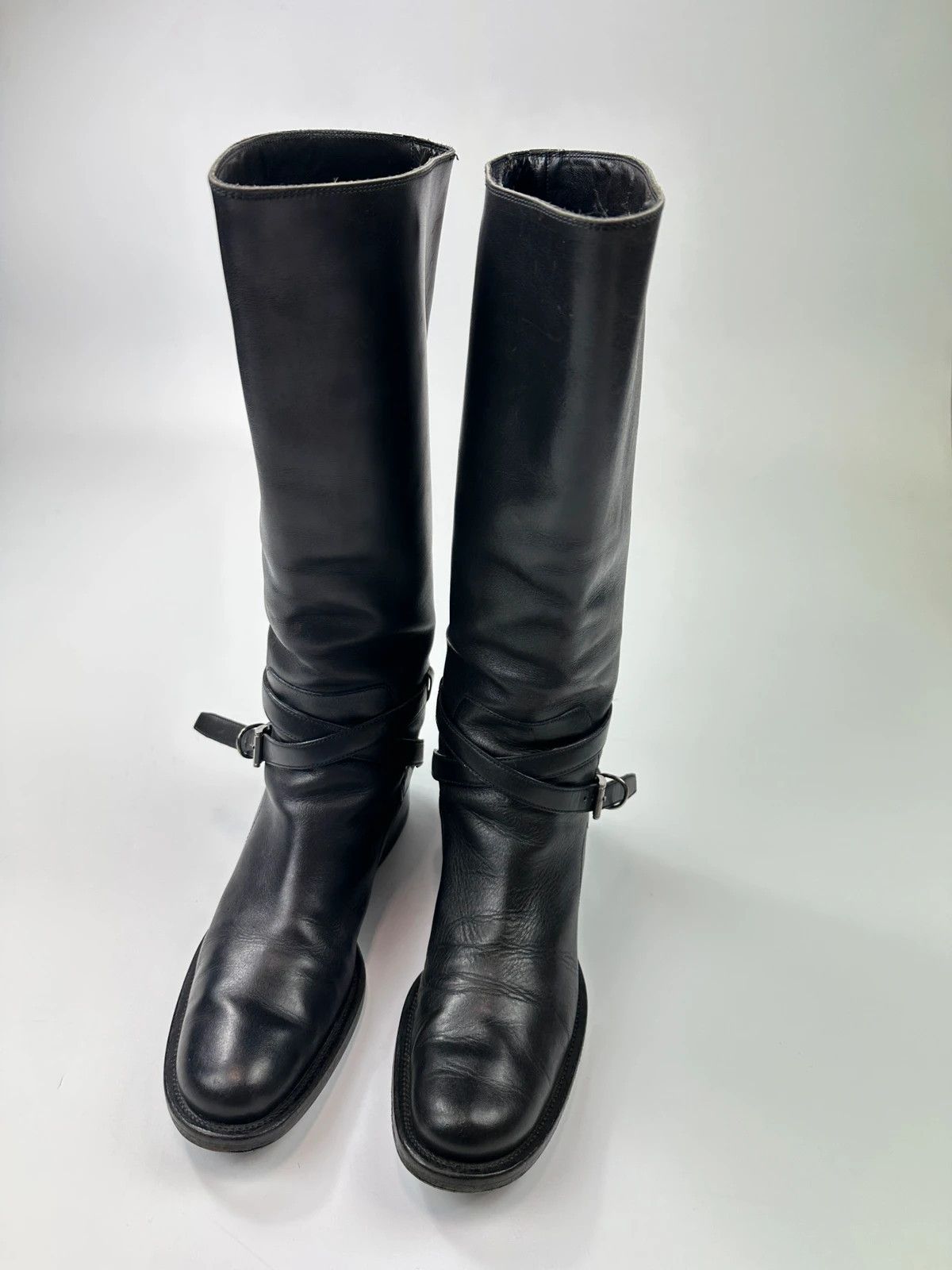 Prada Prada Milano Early 00’s Black Leather High Belted Boots Size US 7 / IT 37 - 6 Thumbnail