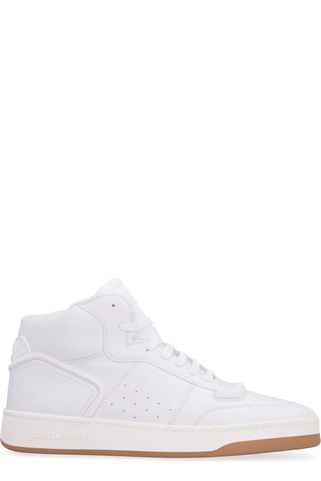 Saint Laurent Paris o1y0325 Logo Hi-Top Sneakers in White Size US 7 / EU 40 - 1 Thumbnail
