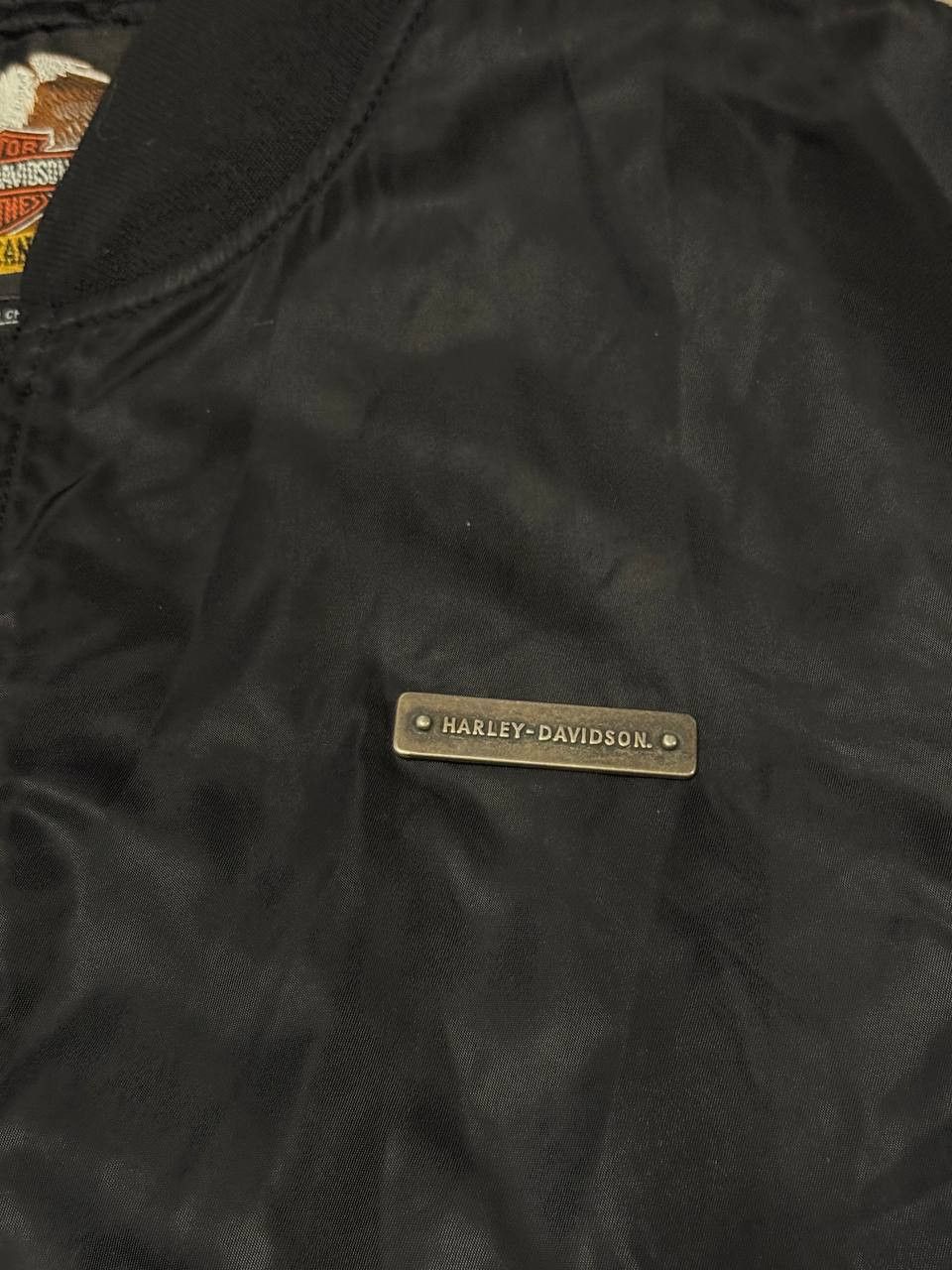 Harley Davidson VTG Harley Davidson Bomber Satin Jacket Quilted Black Nylon Size US XL / EU 56 / 4 - 3 Thumbnail