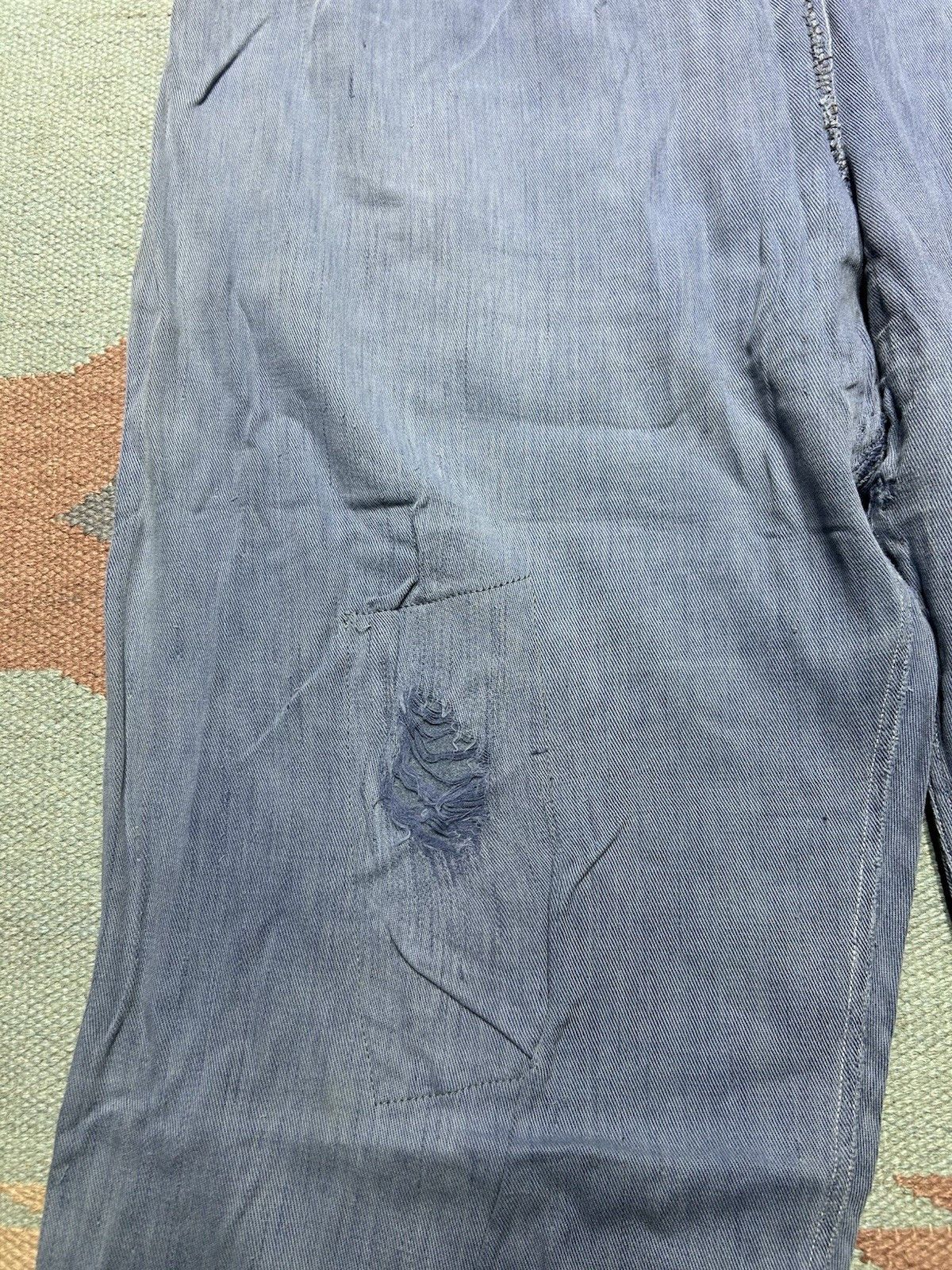 Vintage 1950s side zip pants pedal push farm worn repaired gabardine Size 31" - 6 Thumbnail