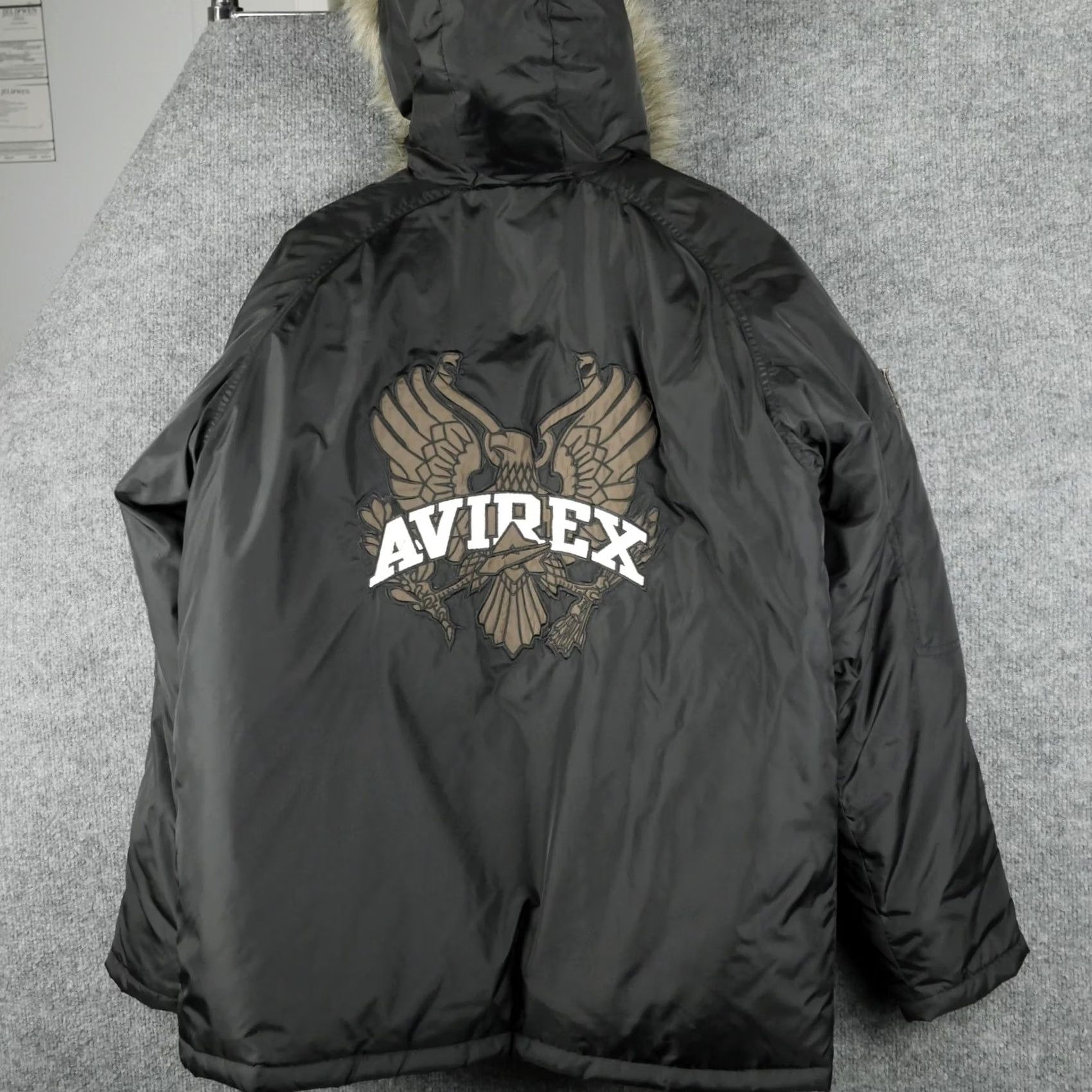 Avirex VINTAGE Avirex Jacket Mens XL Black Down Parka Fur Hood Eagle Embroidered USA Army Patch Size US XL / EU 56 / 4 - 2 Thumbnail