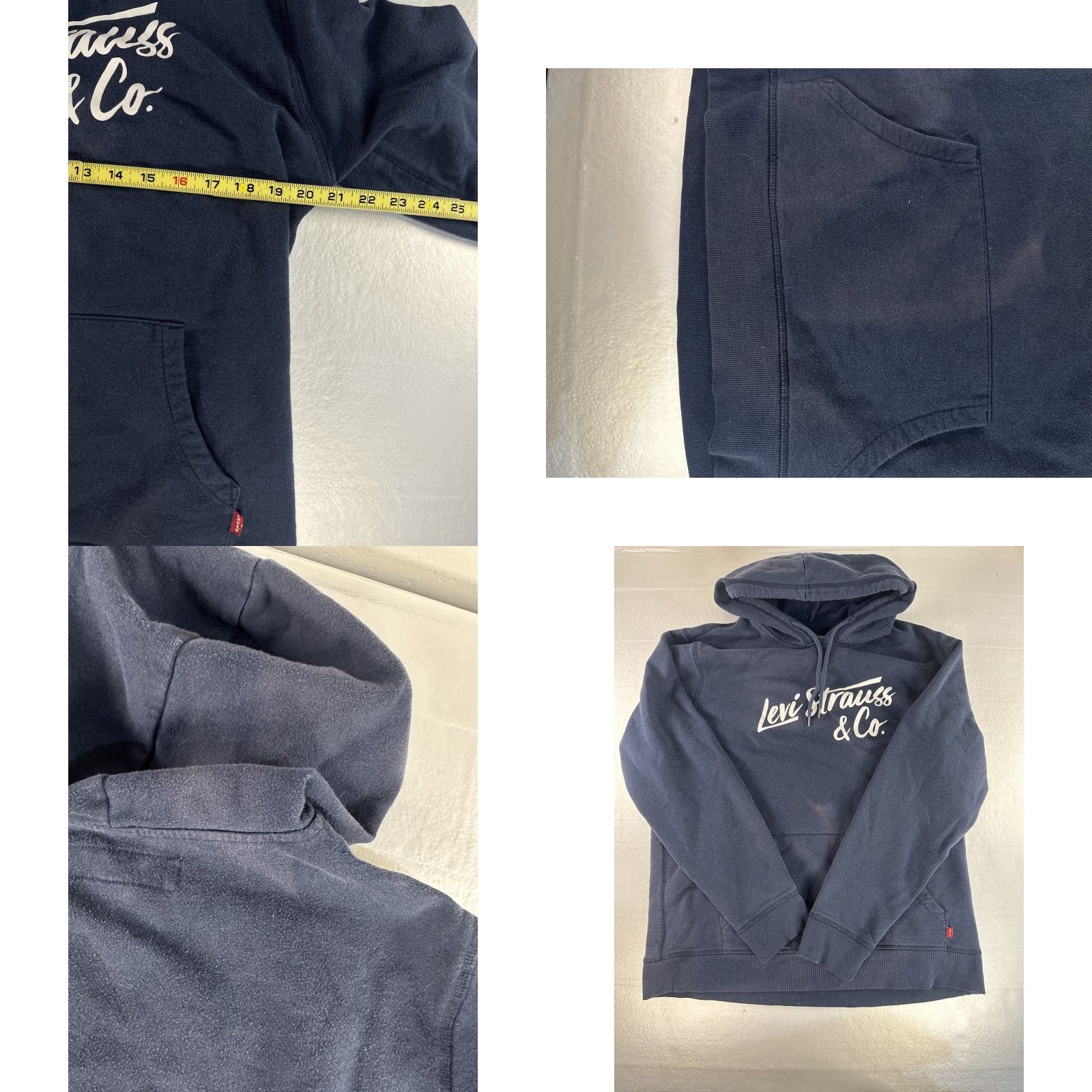 Levi's Levi's Hoodie Men’s LARGE Navy Logo Spellout Graphic Sweatshirt Pullover Hooded Size US L / EU 52-54 / 3 - 10 Thumbnail