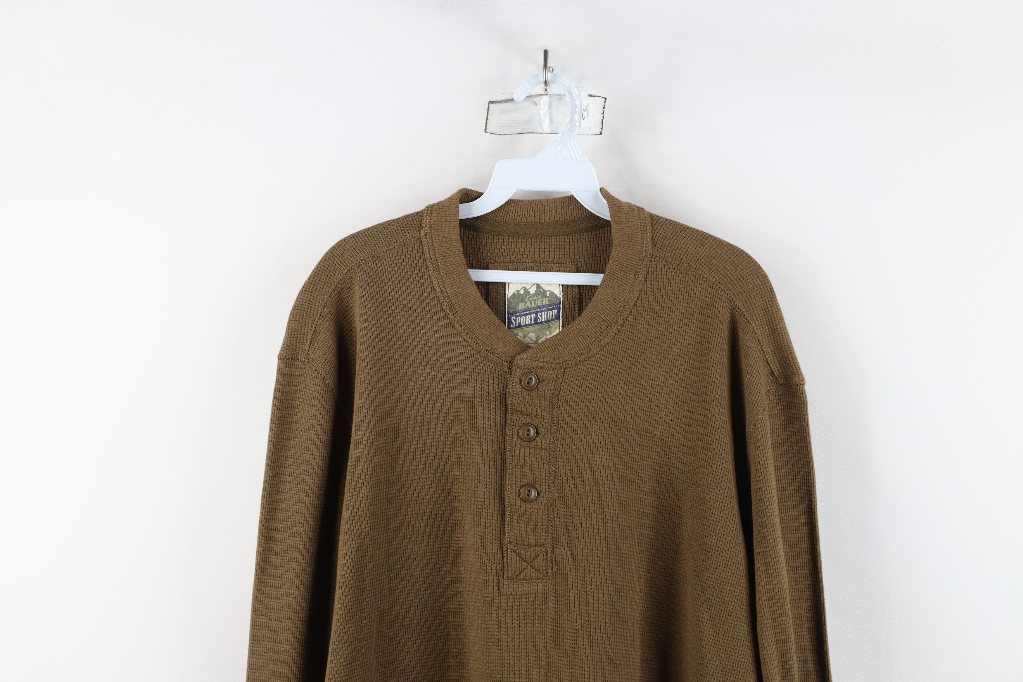 Eddie Bauer × Vintage Vintage Eddie Bauer Thermal Waffle Knit Henley T-Shirt Breen Size US XL / EU 56 / 4 - 2 Thumbnail