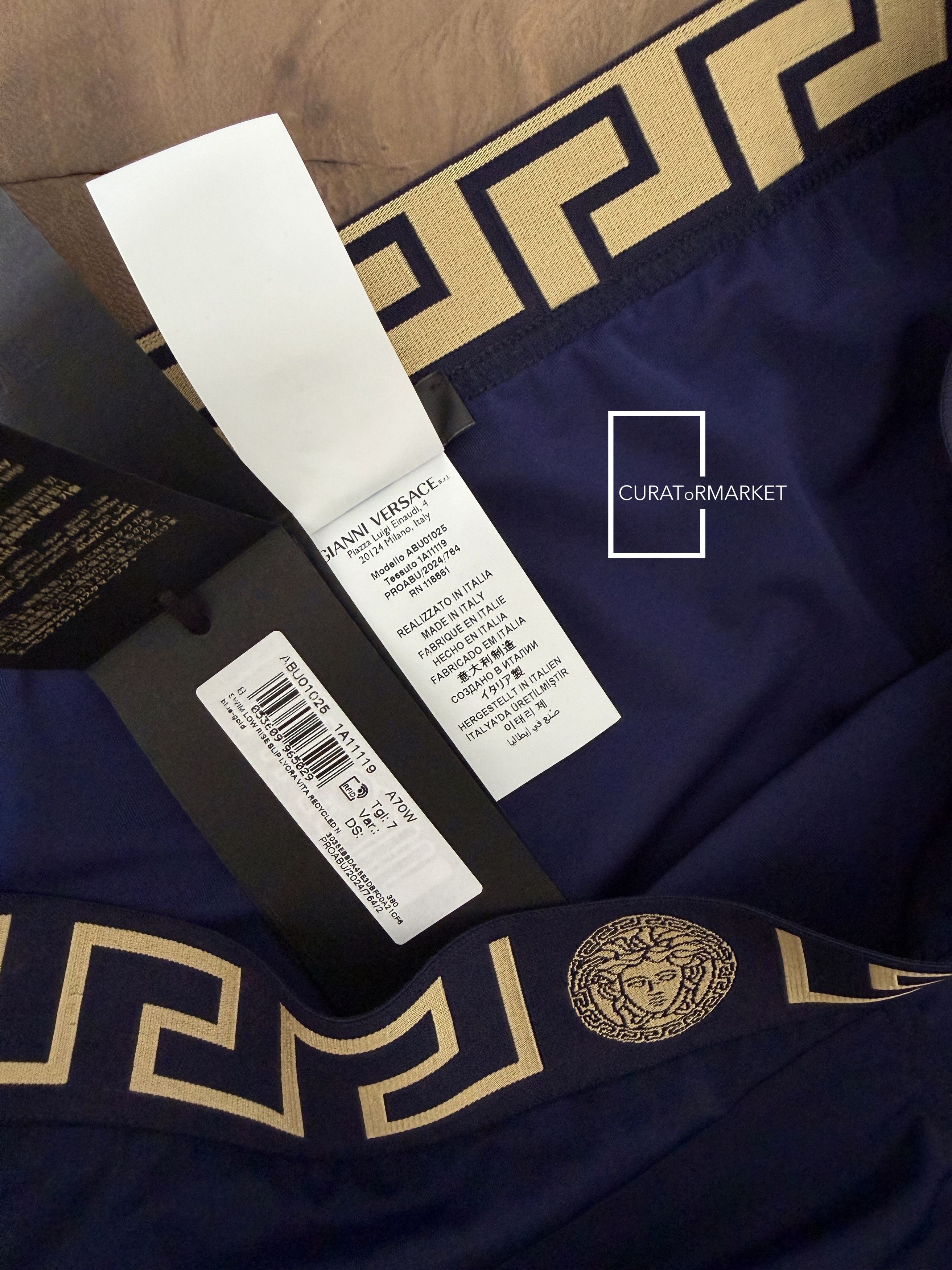 Versace Size 7 Navy Mainline Greca Key Medusa Swim Essential Briefs Size US 38 / EU 54 - 3 Thumbnail