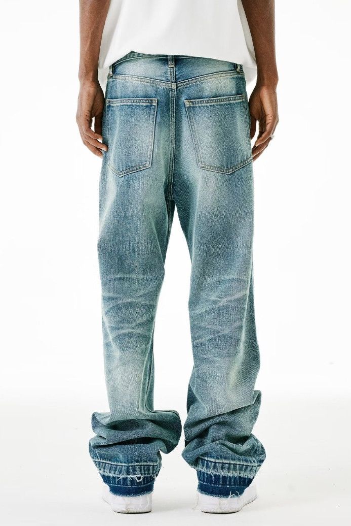 Vintage washed ripped bootcut jeans