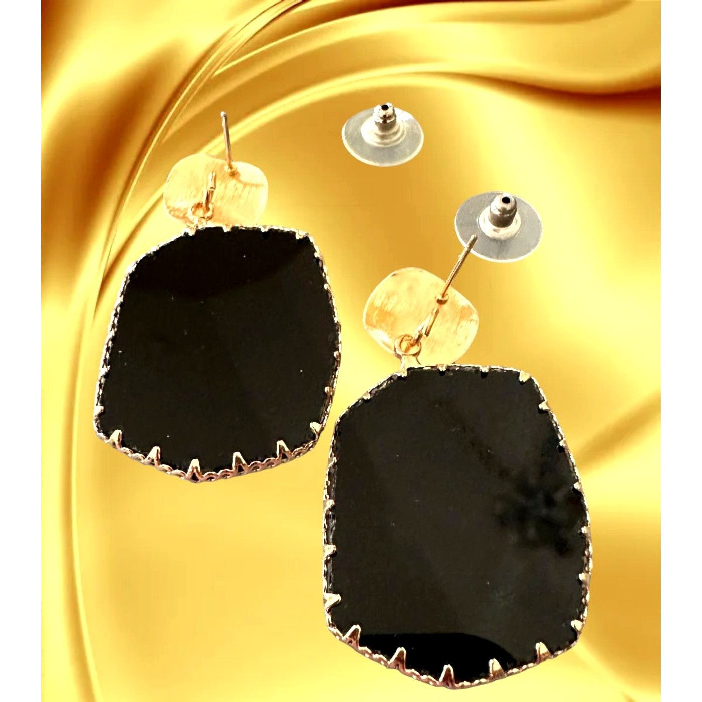 Handmade Black Glass Geometric Earrings New Formal Wedding Party Crui Size ONE SIZE - 12 Thumbnail