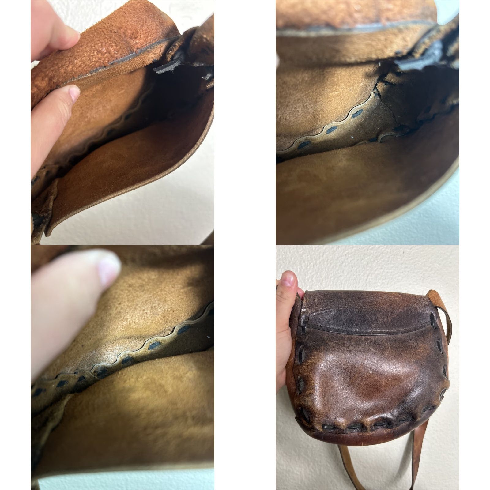 Vintage VINTAGE Brown Leather Small Crossbody Bag Purse Floral Embossed Women Adult Small Brown Floral Embossed Crossbody Bag Size ONE SIZE - 9 Thumbnail