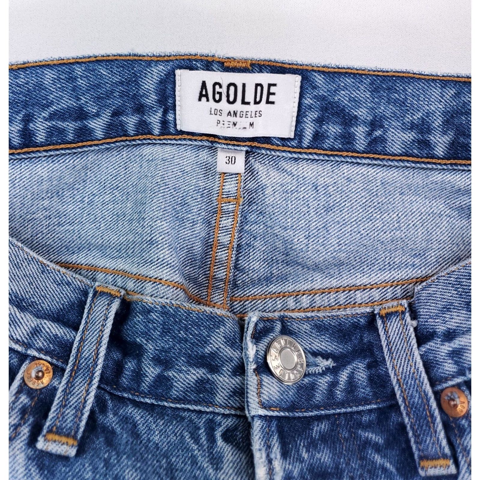 Agolde AGOLDE Jeans Womens 811 Reunion Distressed Made USA Blue 33 Straight 30 (33 x 29.5 Actual) Mens? Size 24" / US 00 / IT 34 - 3 Thumbnail