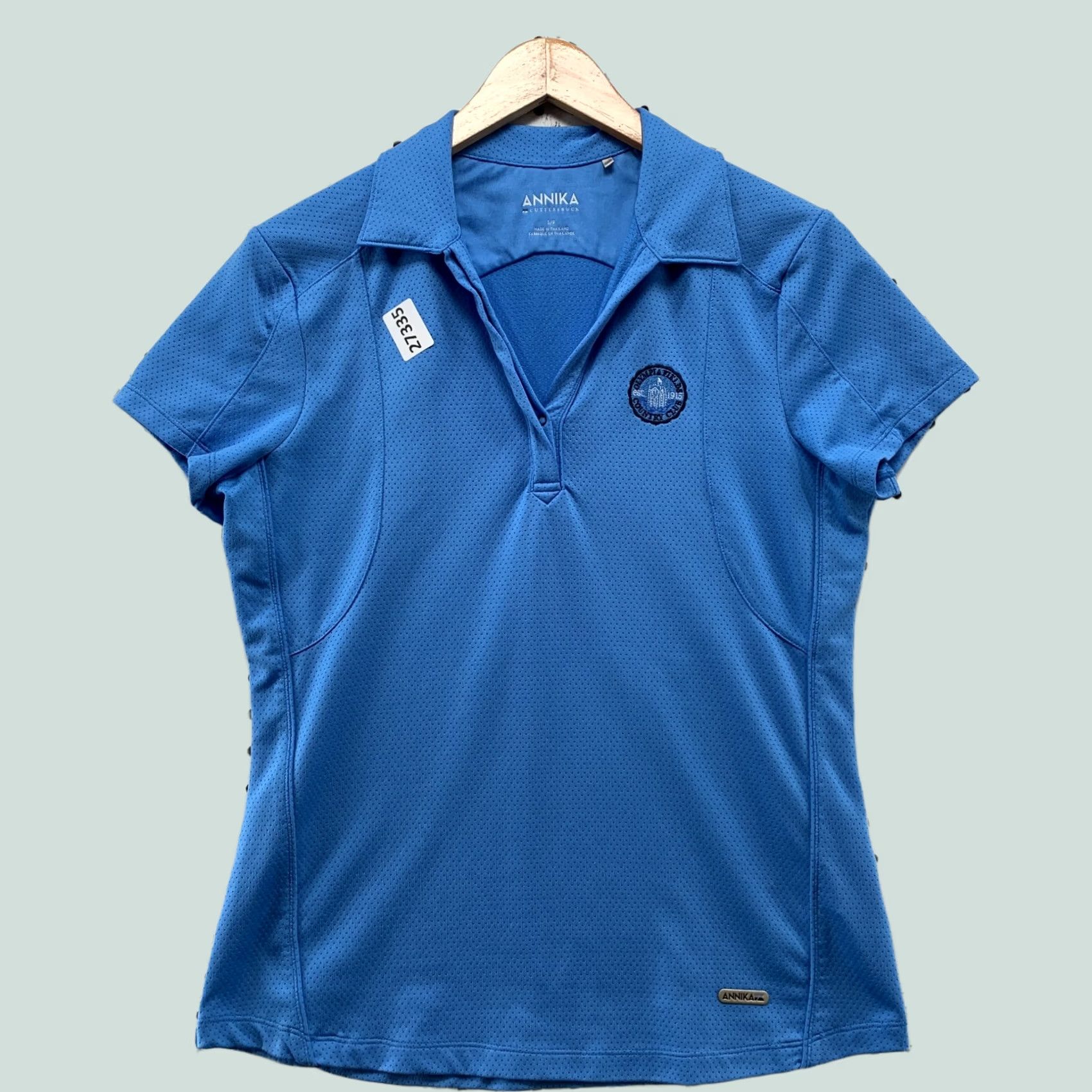 Vintage ANNIKA Polo Shirt Blue V Neck Small Womens Shirt Size S / US 4 / IT 40 - 1 Thumbnail