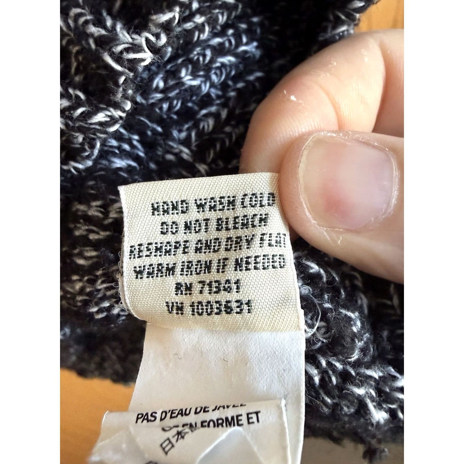 Vintage L.L. Bean Cardigan Sweater Women's XL Black 100% Cotton Marled Raglan Sleeve Classic Knit" Size XL / US 12-14 / IT 48-50 - 4 Thumbnail