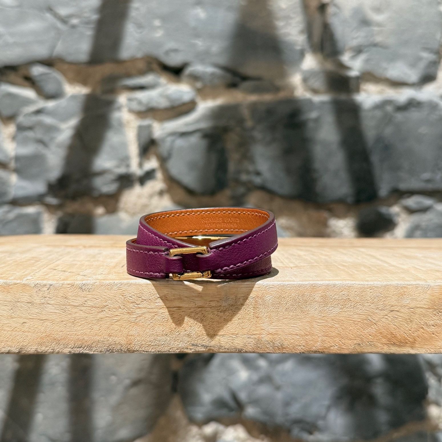 Hermes Hermès Purple Double Tour Rivale GHW Wrap Bracelet Size ONE SIZE - 4 Thumbnail
