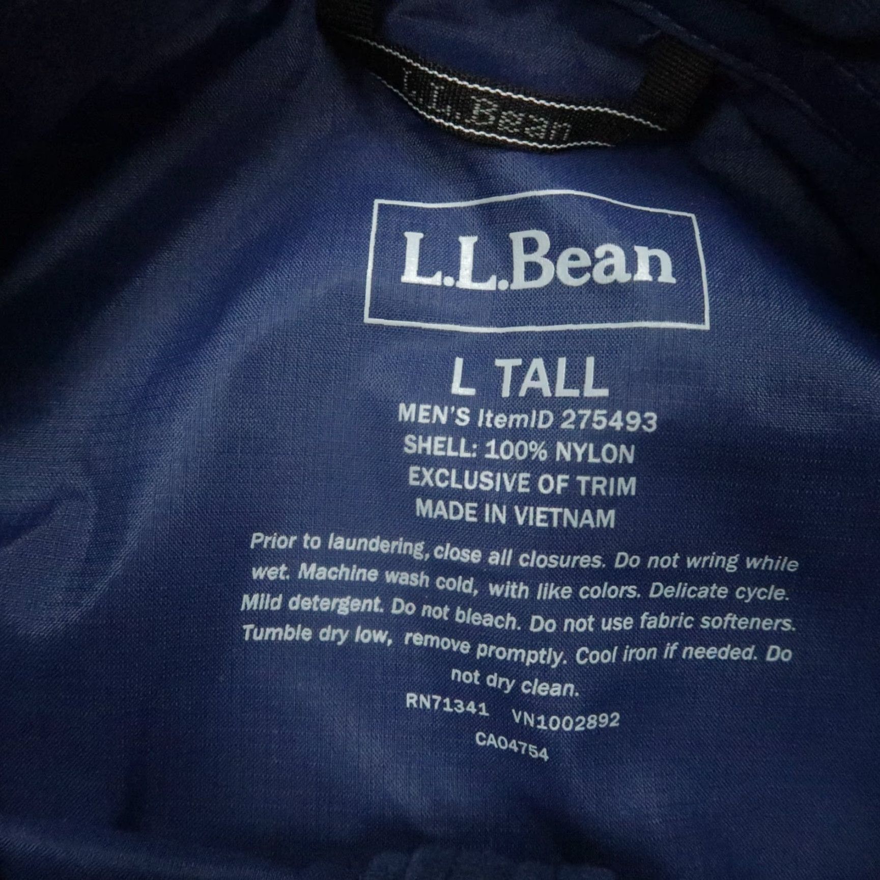 Vintage L.L. Bean Jacket Mens Large Tall Blue Casco Bay Windbreaker Full Zip Pockets LT Size US L / EU 52-54 / 3 - 4 Thumbnail