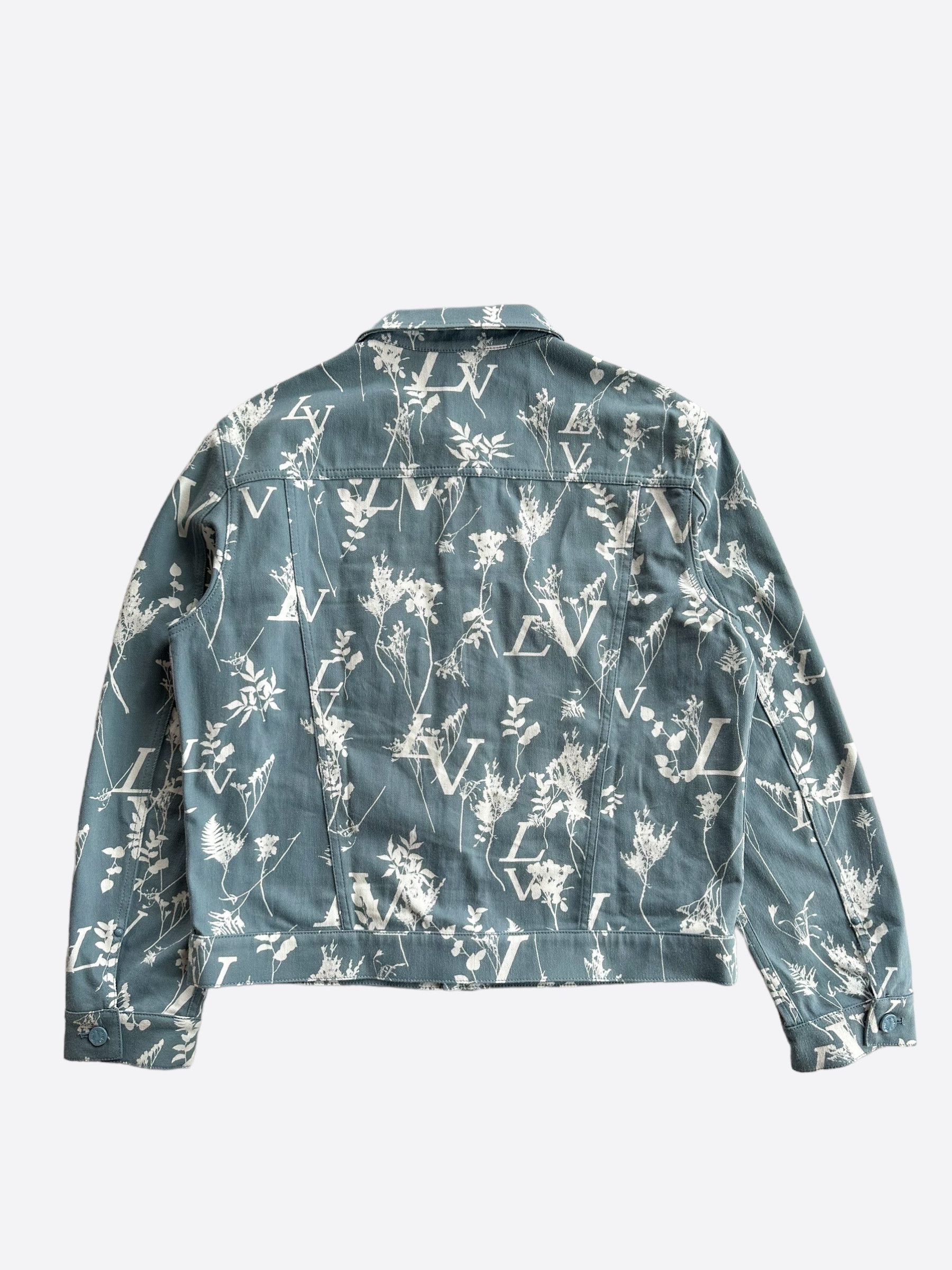 Louis Vuitton Louis Vuitton Blue & White LV Leaf Denim Jacket Size US L / EU 52-54 / 3 - 2 Thumbnail