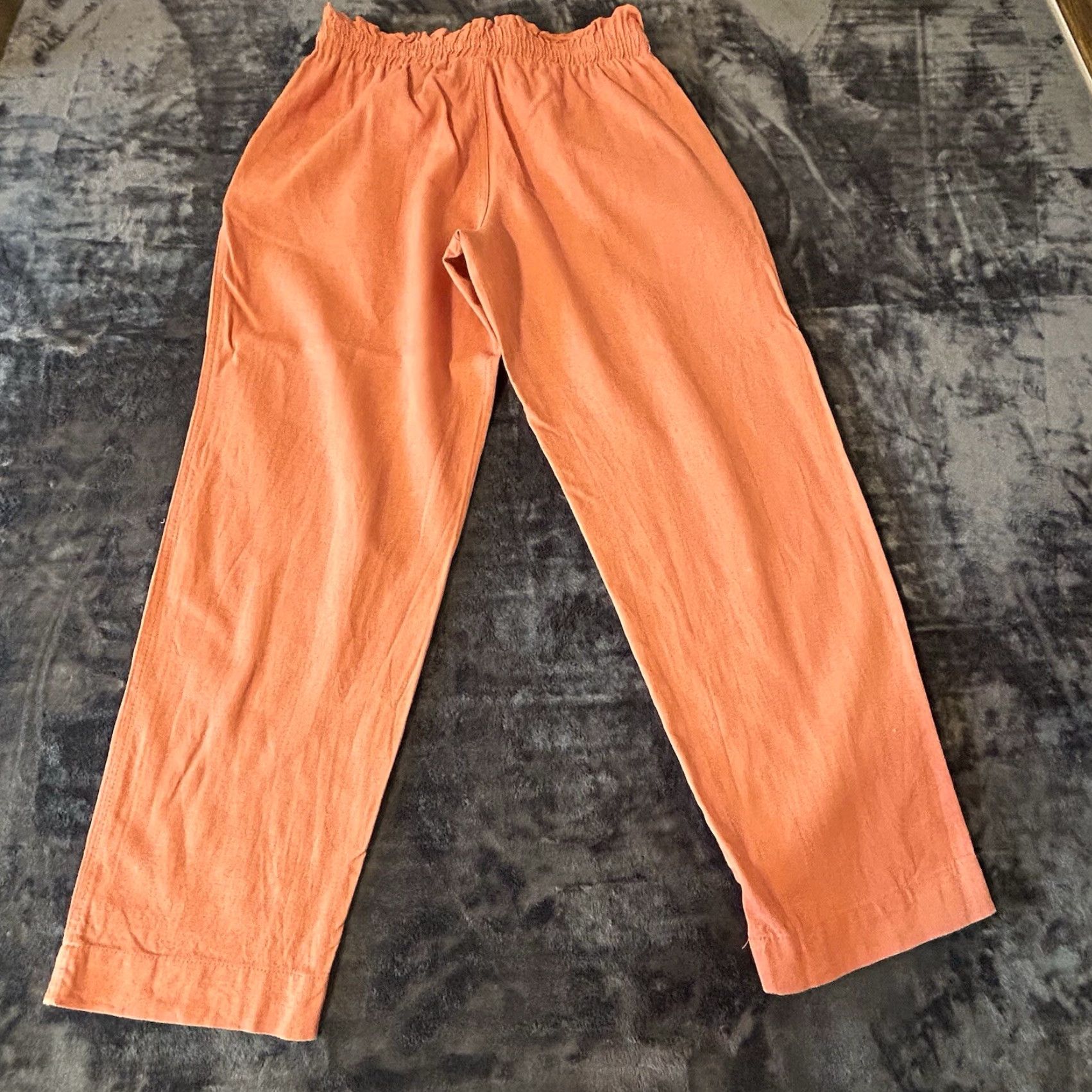 Vintage A New Day Linen Blend Pants Women M Orange Drawstring Pockets High Rise Flat Front Knit 26in Inseam 37in Seasonal Beach Bohemian 2021 Size 32" / US 10 / IT 46 - 7 Thumbnail