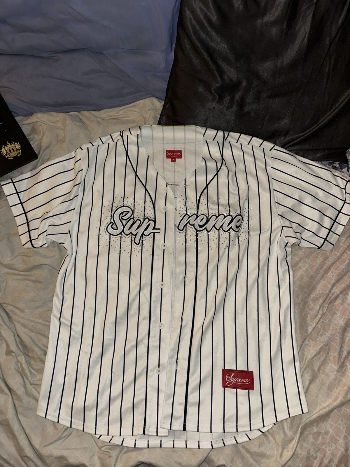 Supreme Supreme Rhinestone Baseball Jersey Pinstripe Medium (SS20) Size US M / EU 48-50 / 2 - 2 Thumbnail