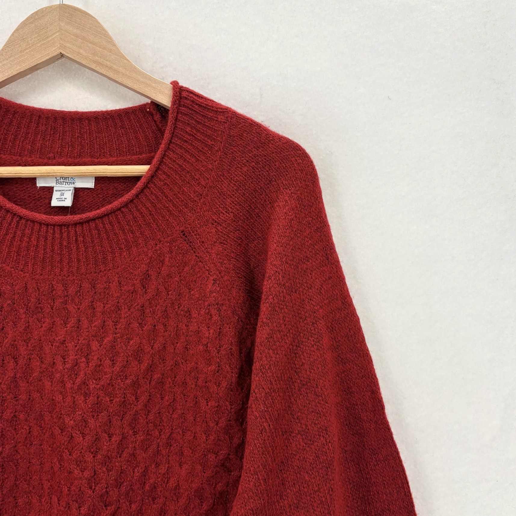 Croft & Barrow Croft & Barrow Sweater Womens 3X Red Cable Knit Crew Neck NWT Extra Cozy Pullover Casual Knit Womens 3X Red Crew Neck Cable Knit Sweater NWT Size XXL / US 16-18 / IT 52-54 - 2 Thumbnail
