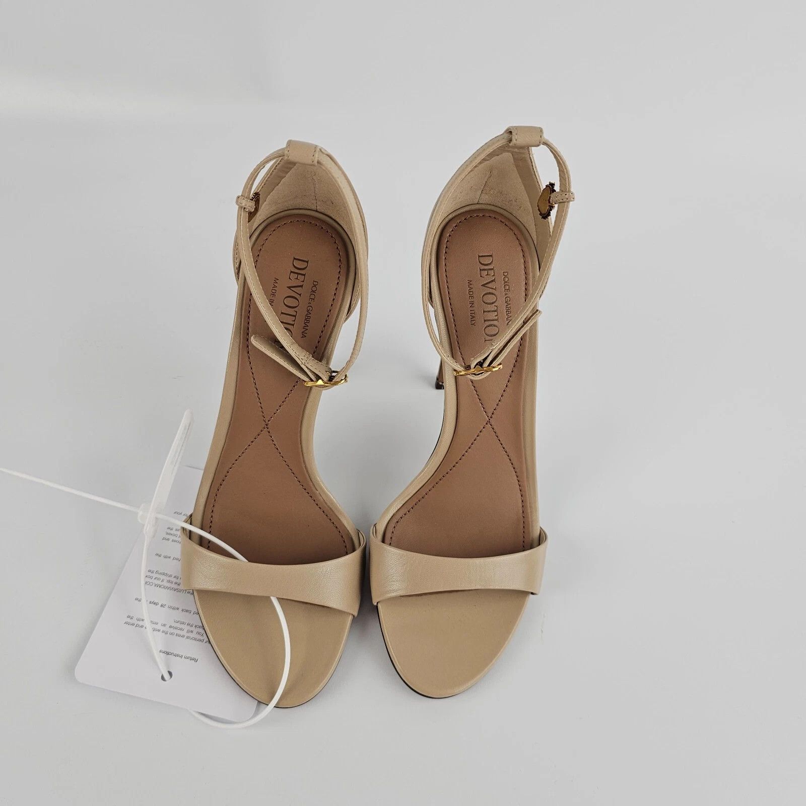 Dolce & Gabbana D&G Devotion Beige Leather 105mm Sandals New/Authentic Size US 9 / IT 39 - 5 Thumbnail