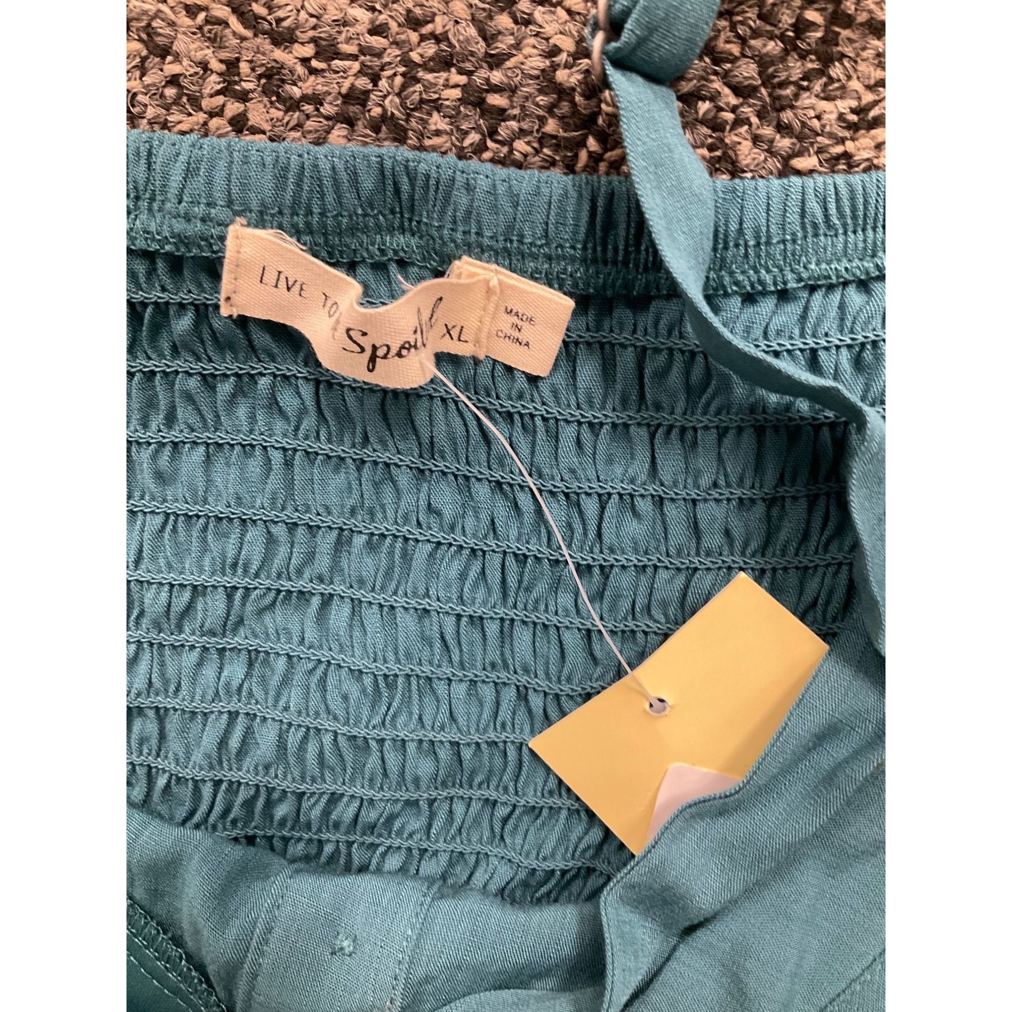 Other Womens Teal Cropped Button-Front Top With Adjustable Straps Size XL / US 12-14 / IT 48-50 - 4 Thumbnail