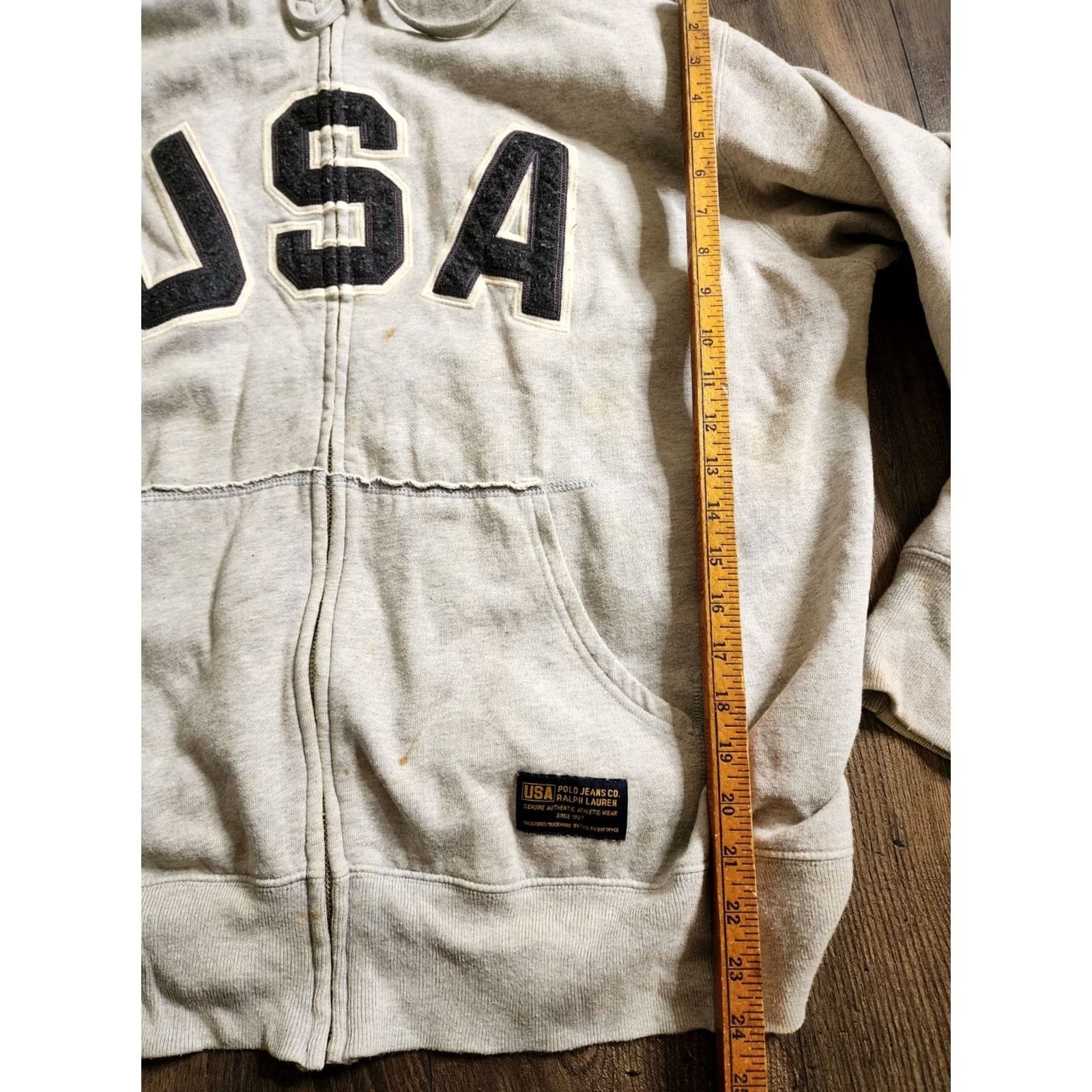 Polo Ralph Lauren Vintage Ralph Lauren Polo Jeans USA Hoodie Sweatshirt Sweater Full Zip Logo Flag Mens XL Gr ay 90s 2000s Classic Vintage USA Logo Size US XL / EU 56 / 4 - 4 Thumbnail
