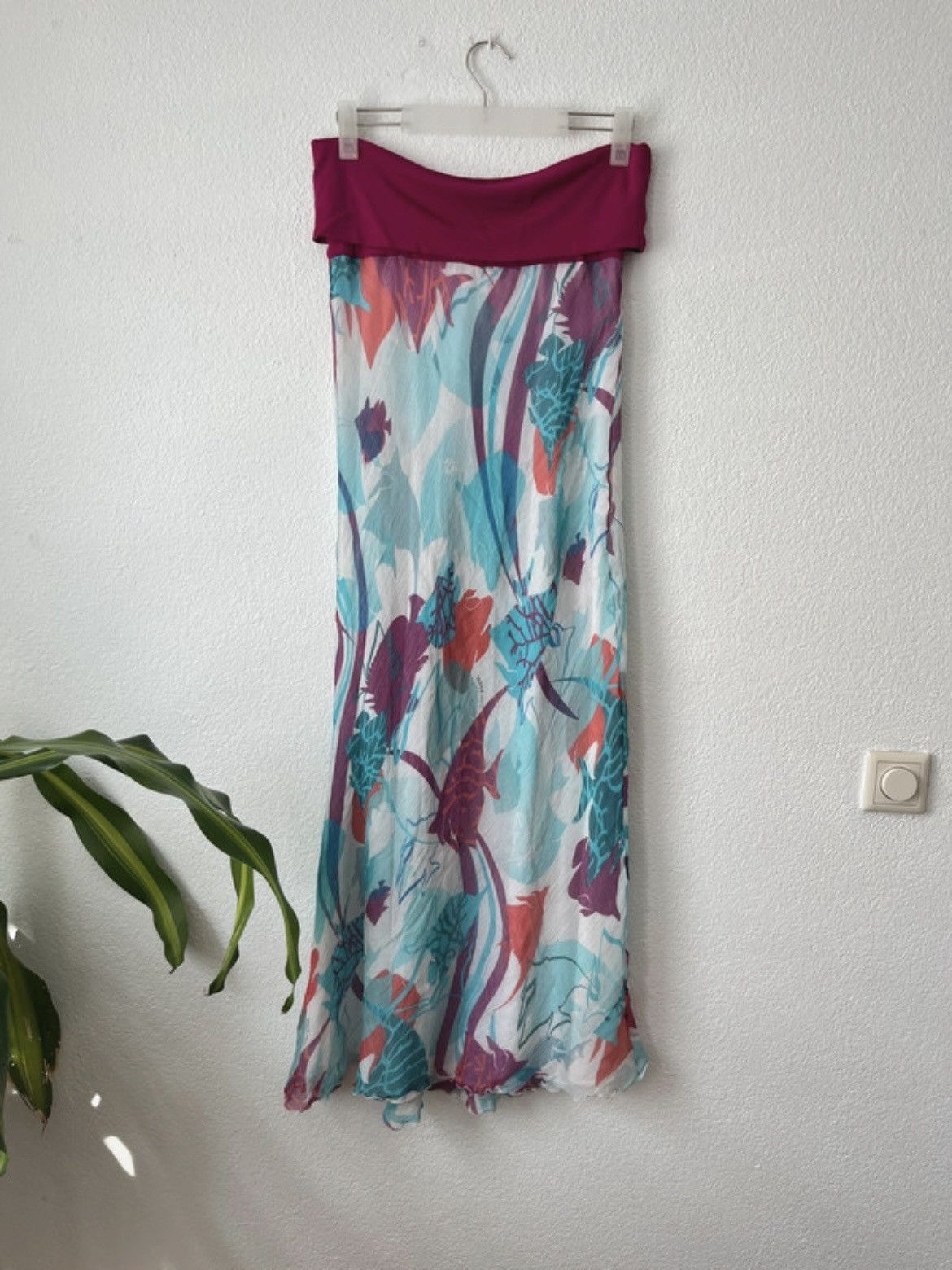 Ferre Ferre milano fold over waist colorful maxi chiffon skirt M Size 28" / US 6 / IT 42 - 1 Thumbnail
