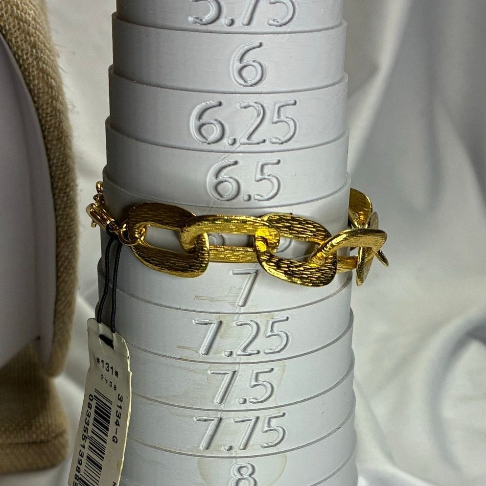 Other Napier Gold Tone Textured Oval Link Bracelet 80s 90s Signed Size ONE SIZE - 3 Thumbnail