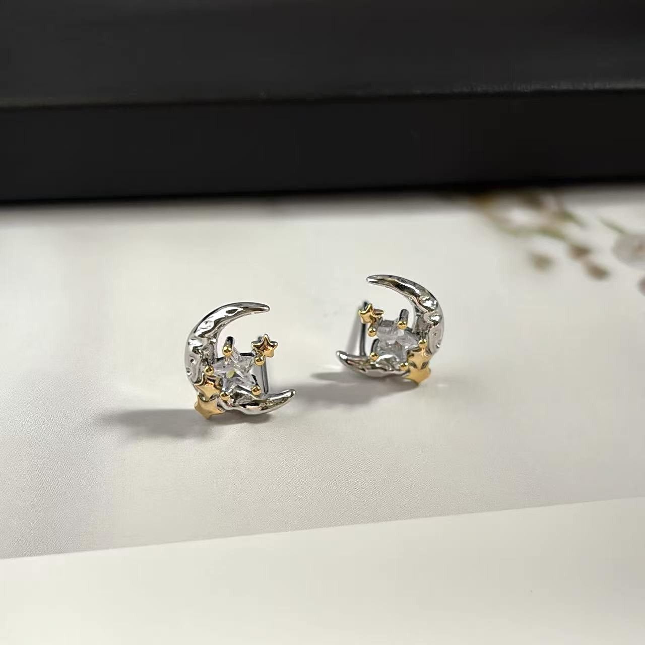 Other Stat and Moon Stud Earrings for Men Women Hip Hop Unisex Size ONE SIZE - 2 Thumbnail
