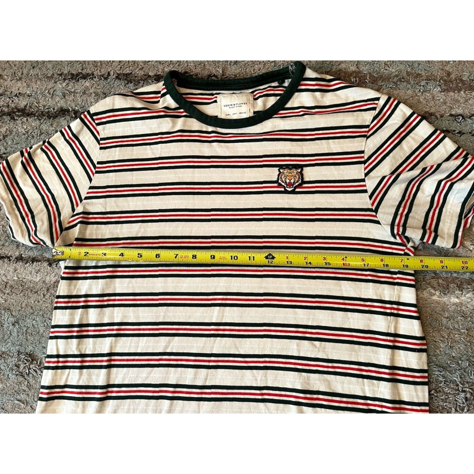 Denime DENIM & FLOWER Ricky Singh Striped Tiger T Shirt | Men's Large L Multicolor Flower Pattern Size US L / EU 52-54 / 3 - 5 Thumbnail
