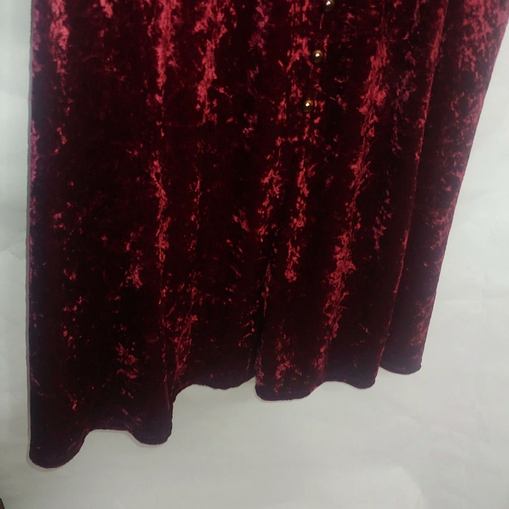 Velour VINTAGE Brett Alixander Dress Maroon Velour Button Up Gothic Renaissance Women Long Sleeve V-Neck Maxi 18 90s Theme Size XXL / US 16-18 / IT 52-54 - 6 Thumbnail
