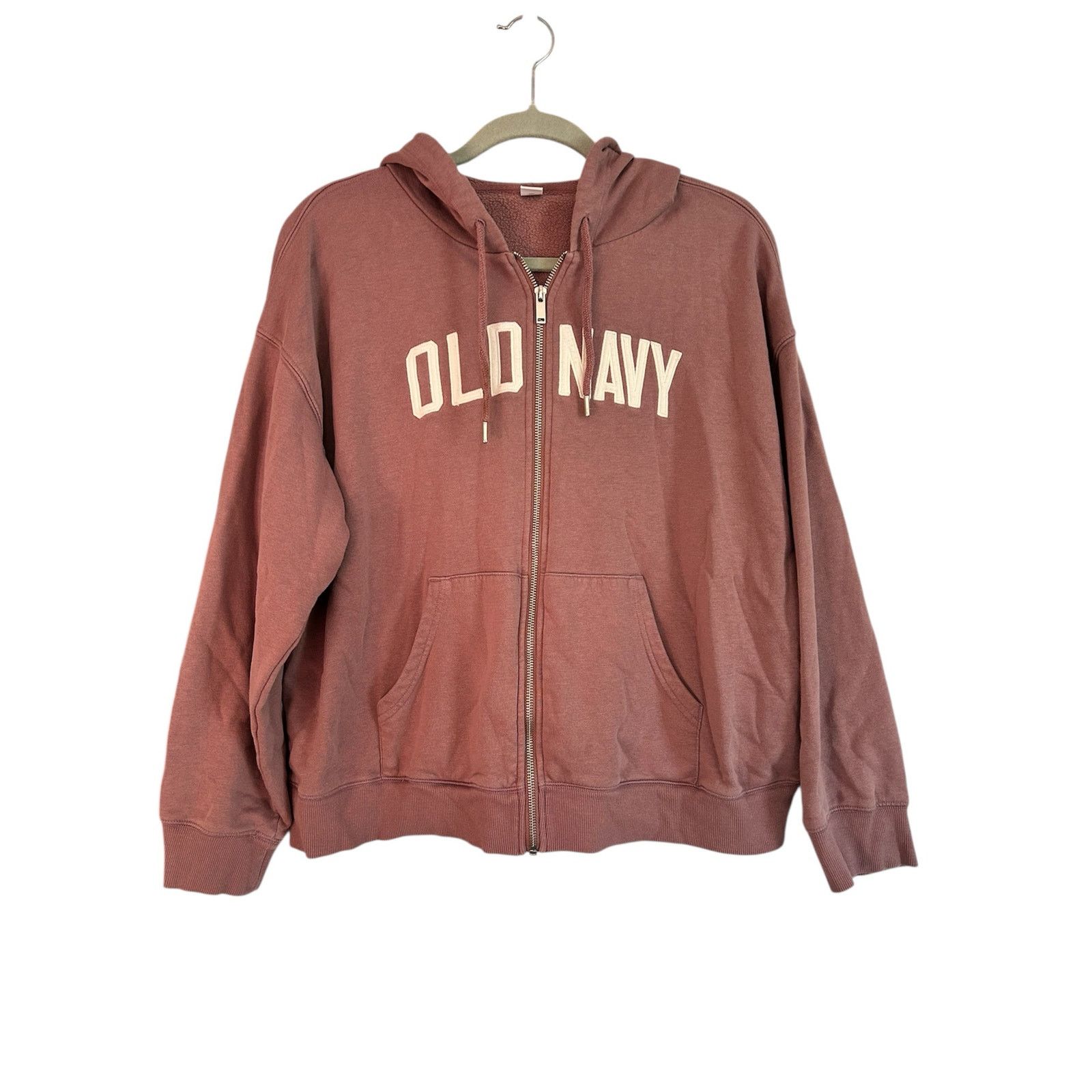Old Navy Old Navy Full Zip Spell Out Hoodie Sweatshirt Abalone Pink M Size M / US 6-8 / IT 42-44 - 2 Thumbnail