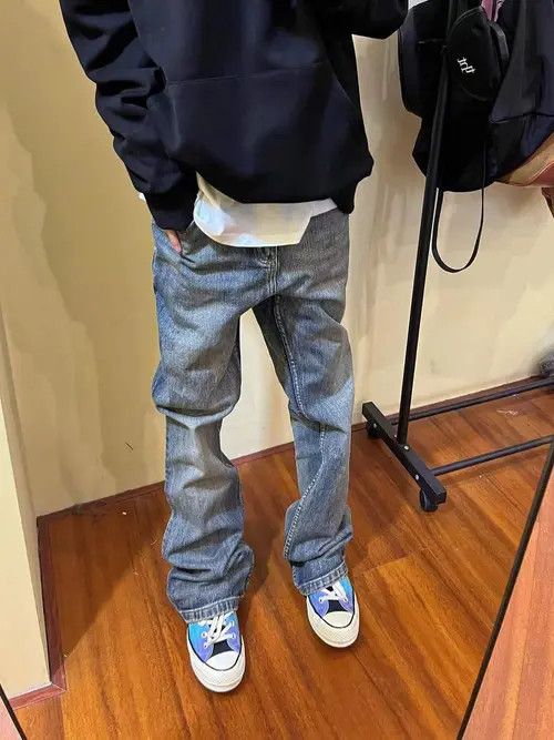 Japanese Brand × Jean Vintage loose washed distressed straight jeans Size US 32 / EU 48 - 3 Thumbnail